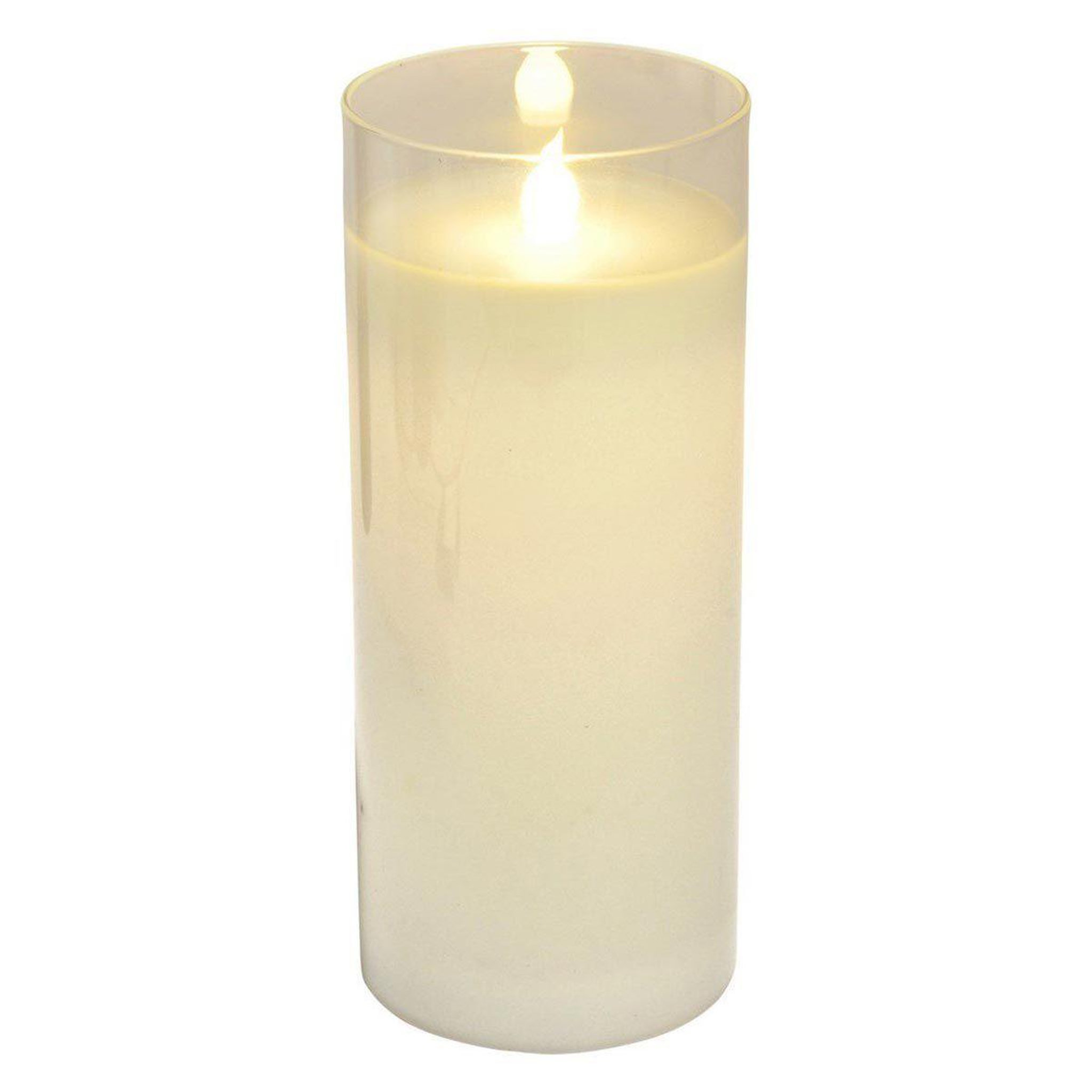 HOMEA Bougie Ronde LED  Verrine  17cm Blanc