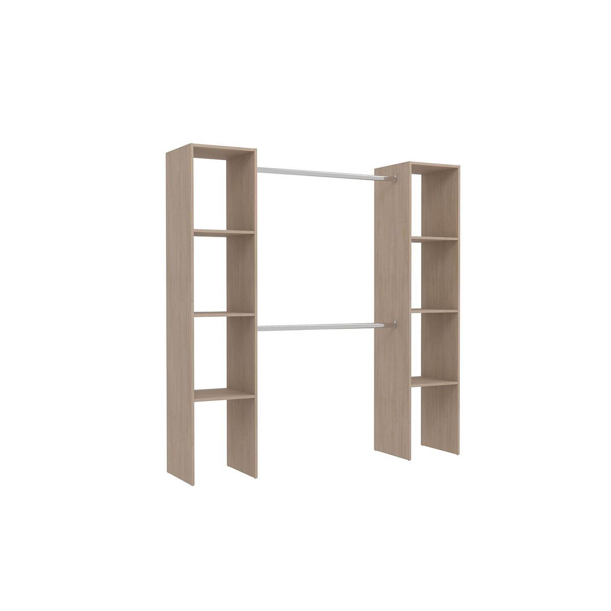 CONCEPT USINE Dressing bois avec 6 étagères et 2 penderies : 180 x 40 x 180 cm ELYSEE