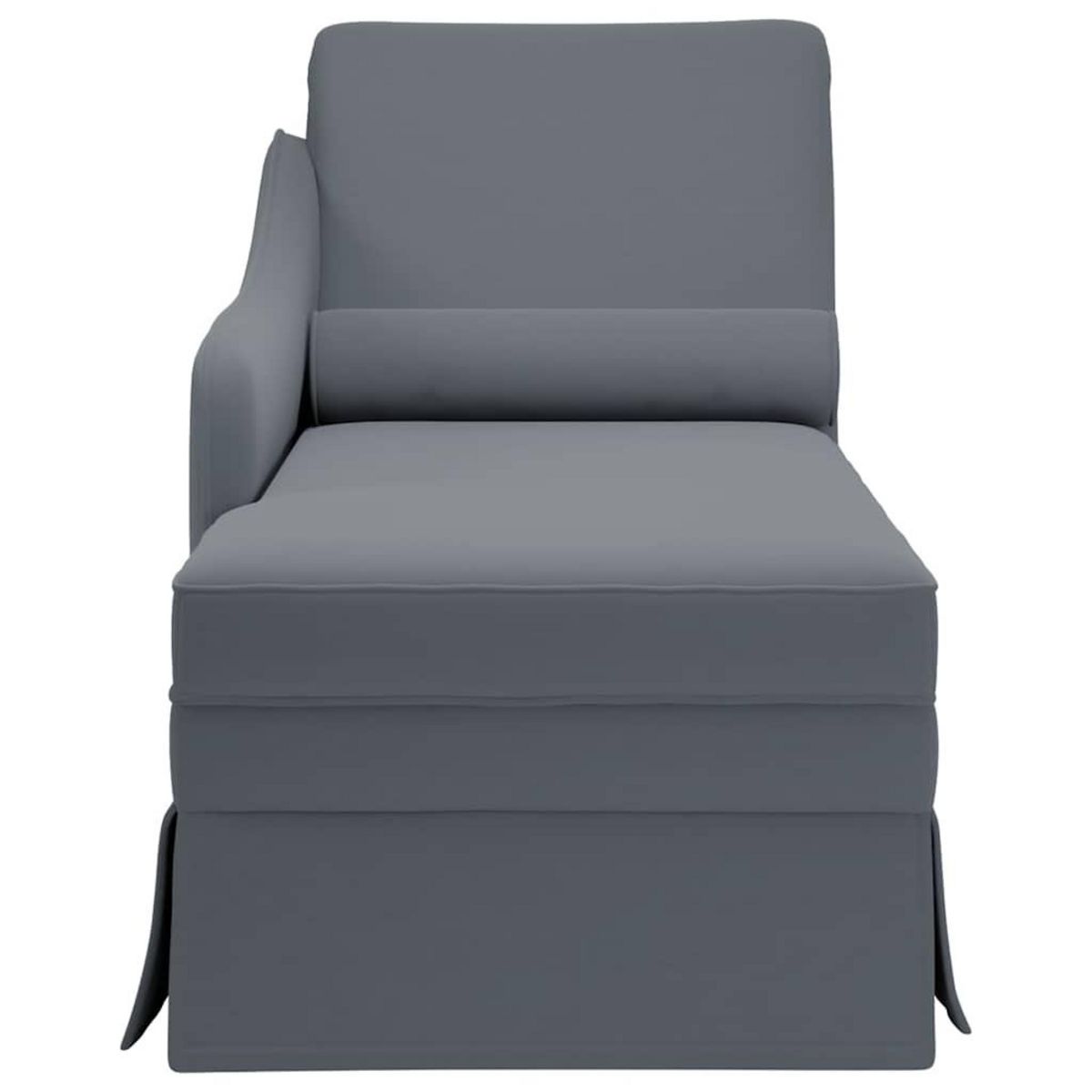VIDAXL Fauteuil long et traversin accoudoir droit gris fonce velours