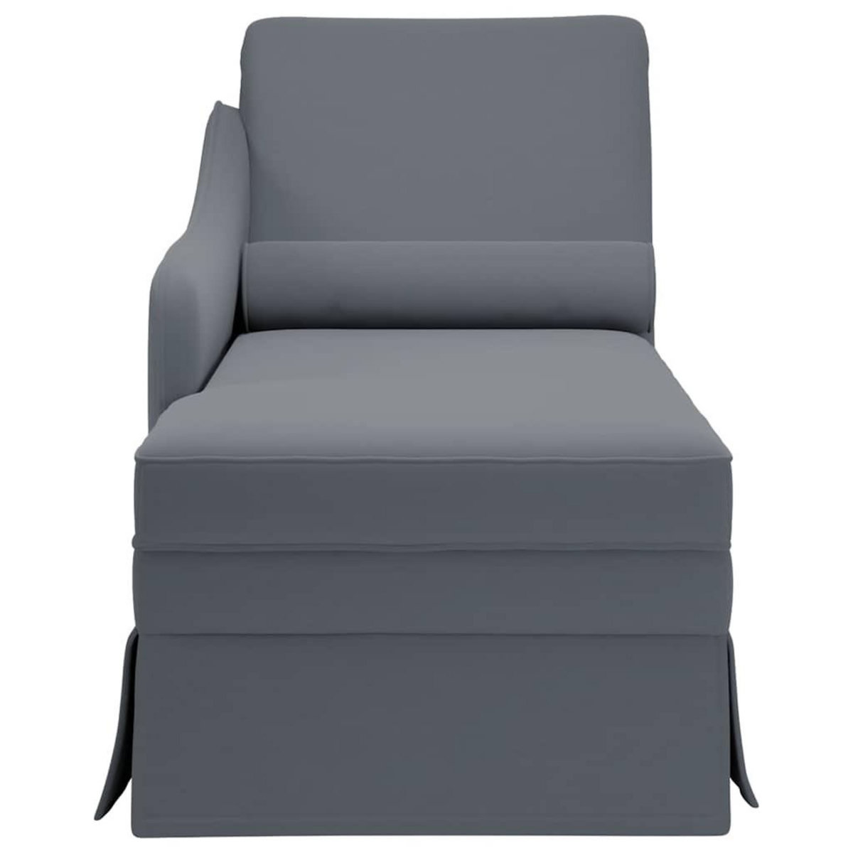 VIDAXL Fauteuil long et traversin accoudoir droit gris fonce velours