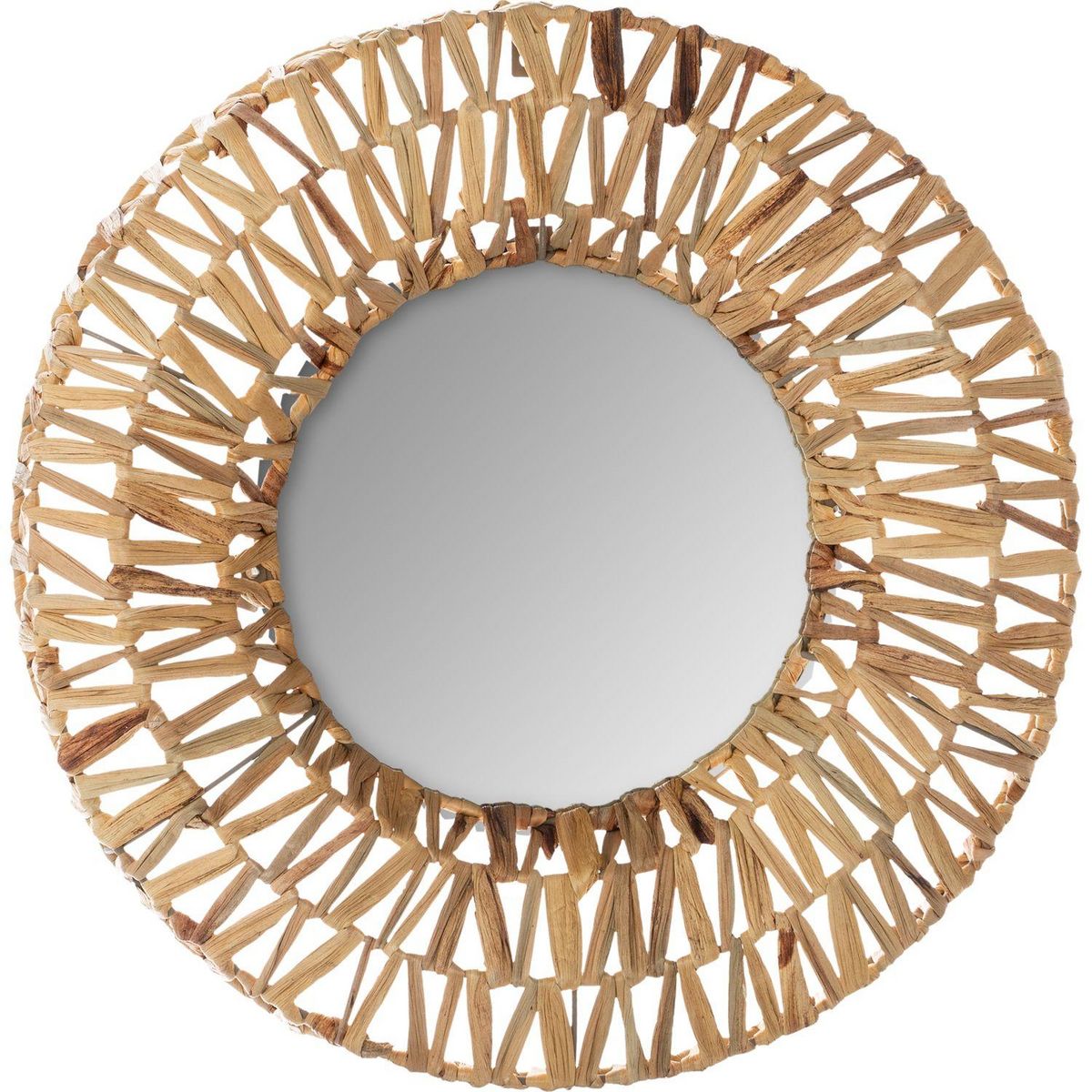 ATMOSPHERA Miroir mural tressé Terre Sauvage - Diam. 45 cm - Beige