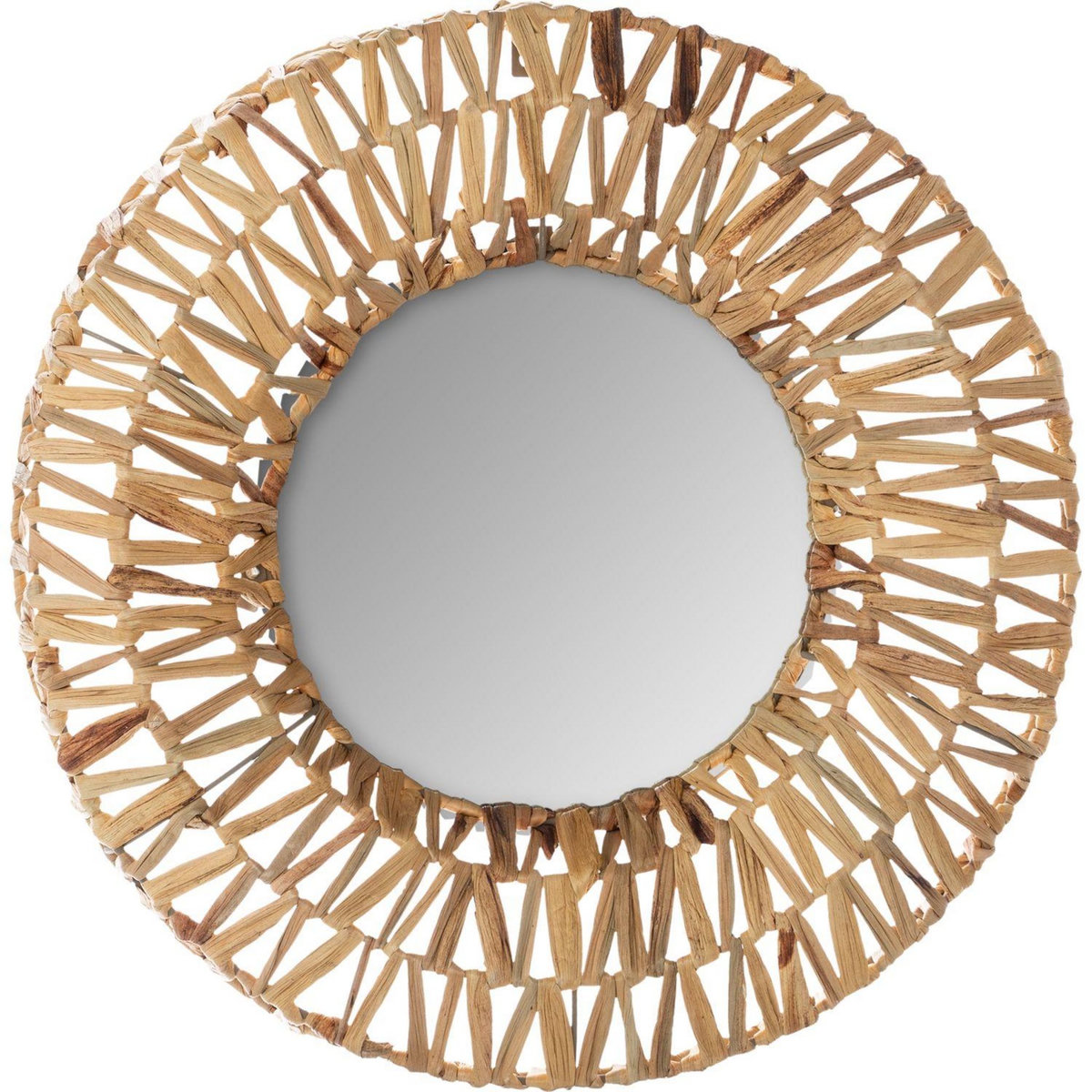 ATMOSPHERA Miroir mural tressé Terre Sauvage - Diam. 45 cm - Beige