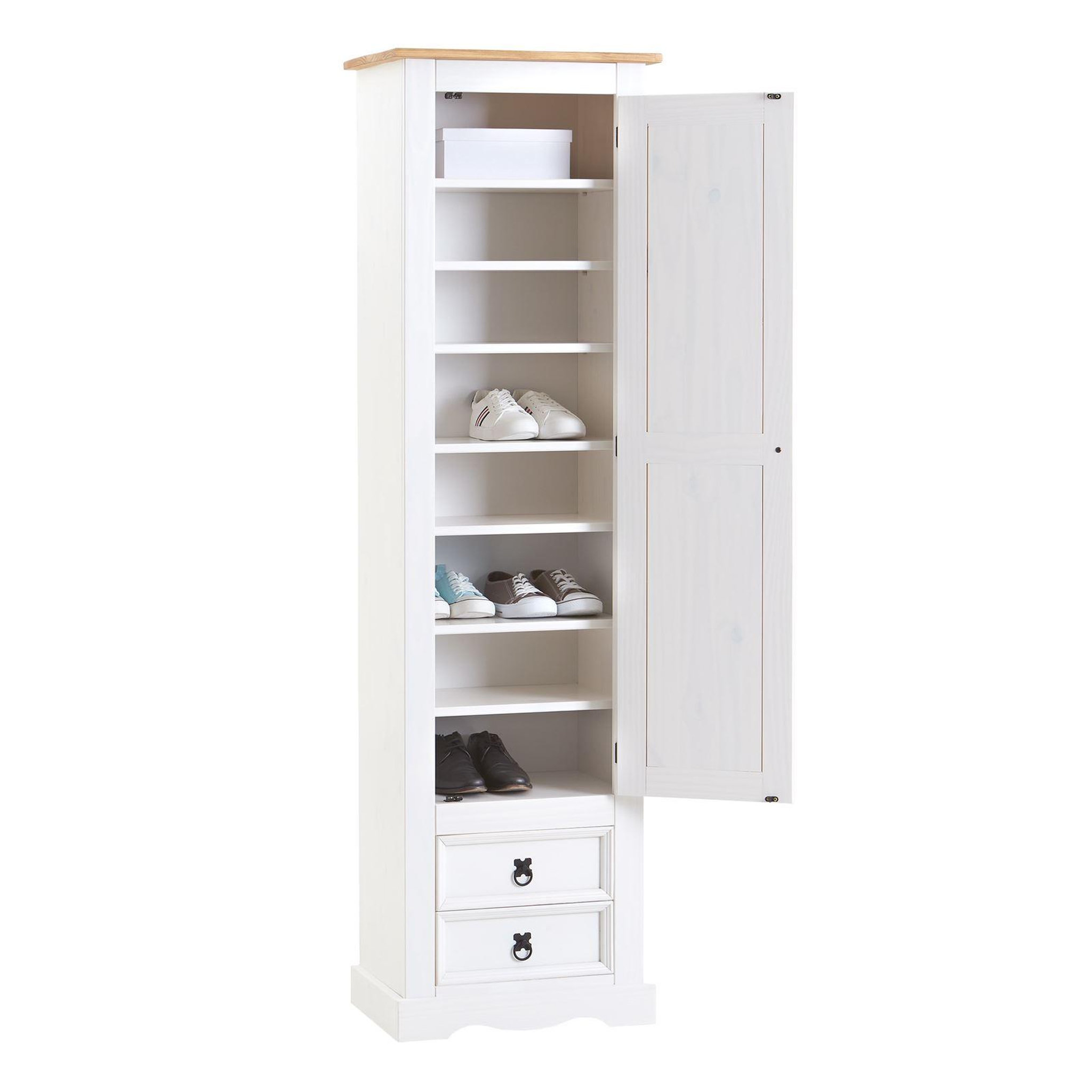Voir la diapositive 1 : IDIMEX Armoire TEQUILA avec 1 porte et 2 tiroirs, en pin massif