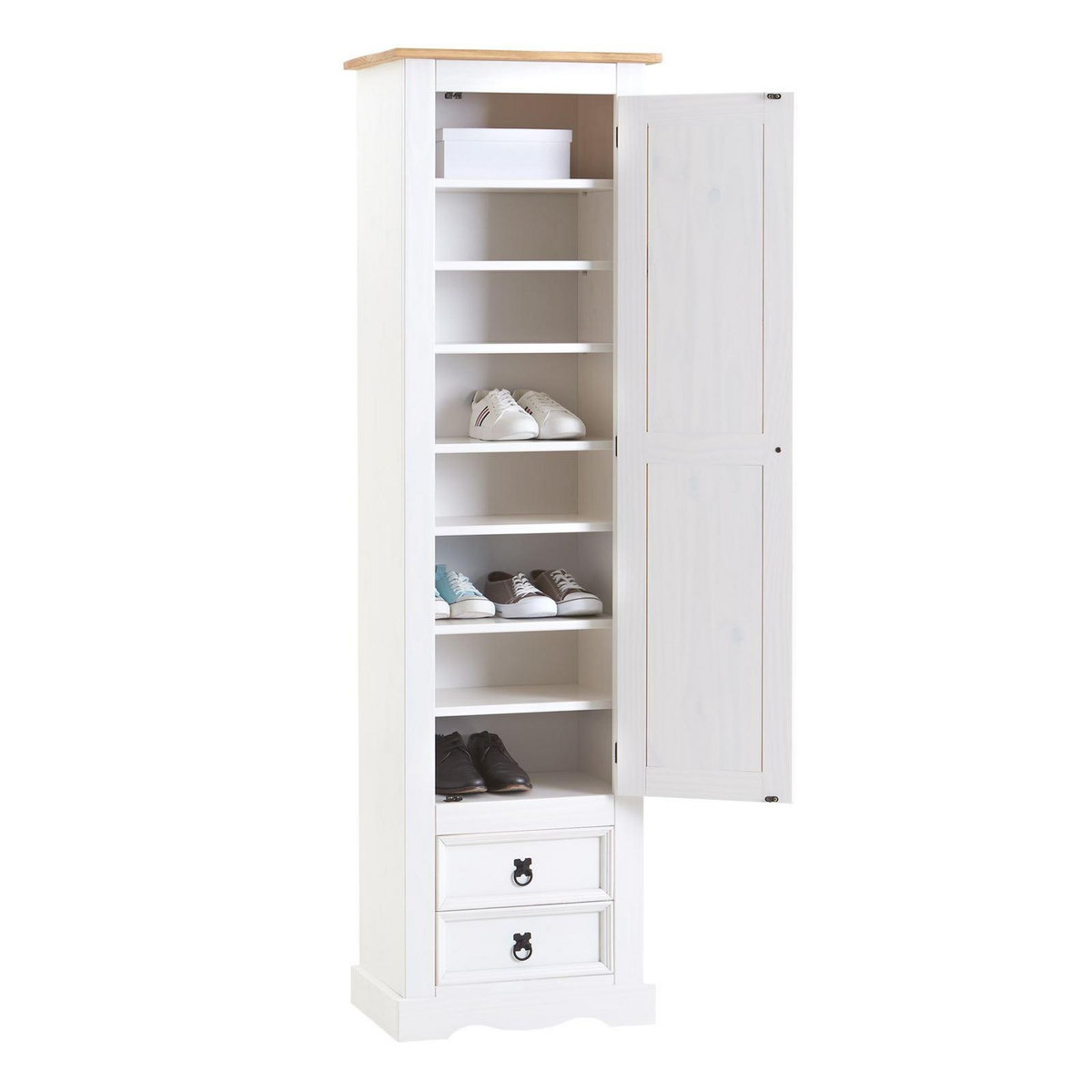 IDIMEX Armoire TEQUILA avec 1 porte et 2 tiroirs, en pin massif