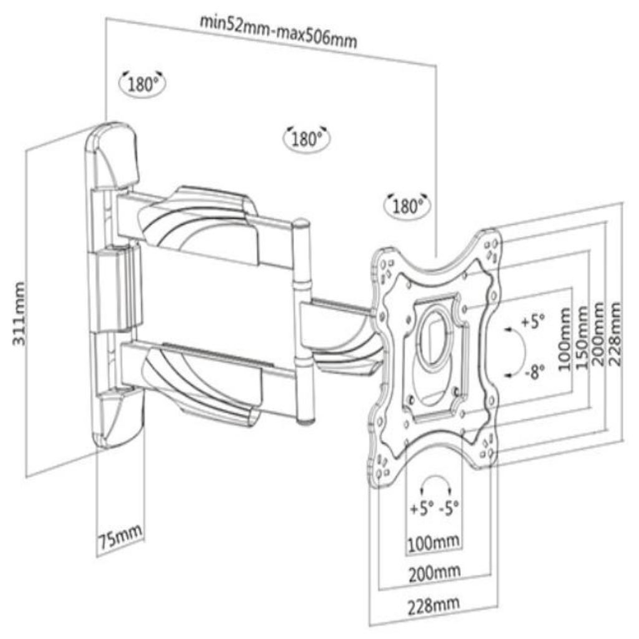 Voir la diapositive 2 : mb geroa Support mural inclinable/orientable pour écran 23 à 42 - h2342-3a