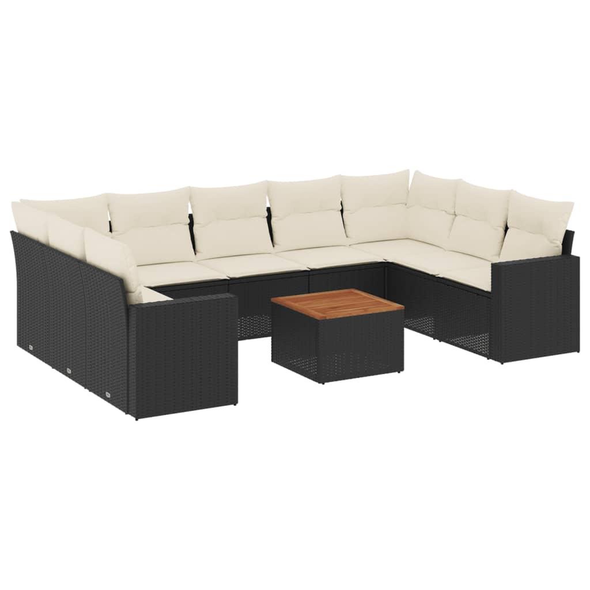 Voir la diapositive 2 : VIDAXL Salon de jardin 10 pcs avec coussins noir resine tressee
