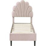 Habitat et Jardin Lit coquillage en velours  Manon  - 90 x 190 cm - Beige