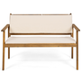 Voir la diapositive 5 : ID MARKET Salon de jardin bas JAKARTA 4 places en acacia avec canapé, fauteuils, table et coussins beige