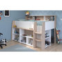 Voir la diapositive 3 : PARISOT PARISOT Lit combiné enfant avec bureau rétractable - Décor blanc et chene - 90x 200 cm - Sommier inclus -THEO