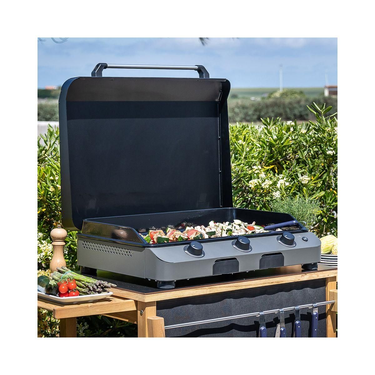 Eno Plancha gaz FUSION 75 Gris cargo 3 brûleurs à poser, 74x40 cm