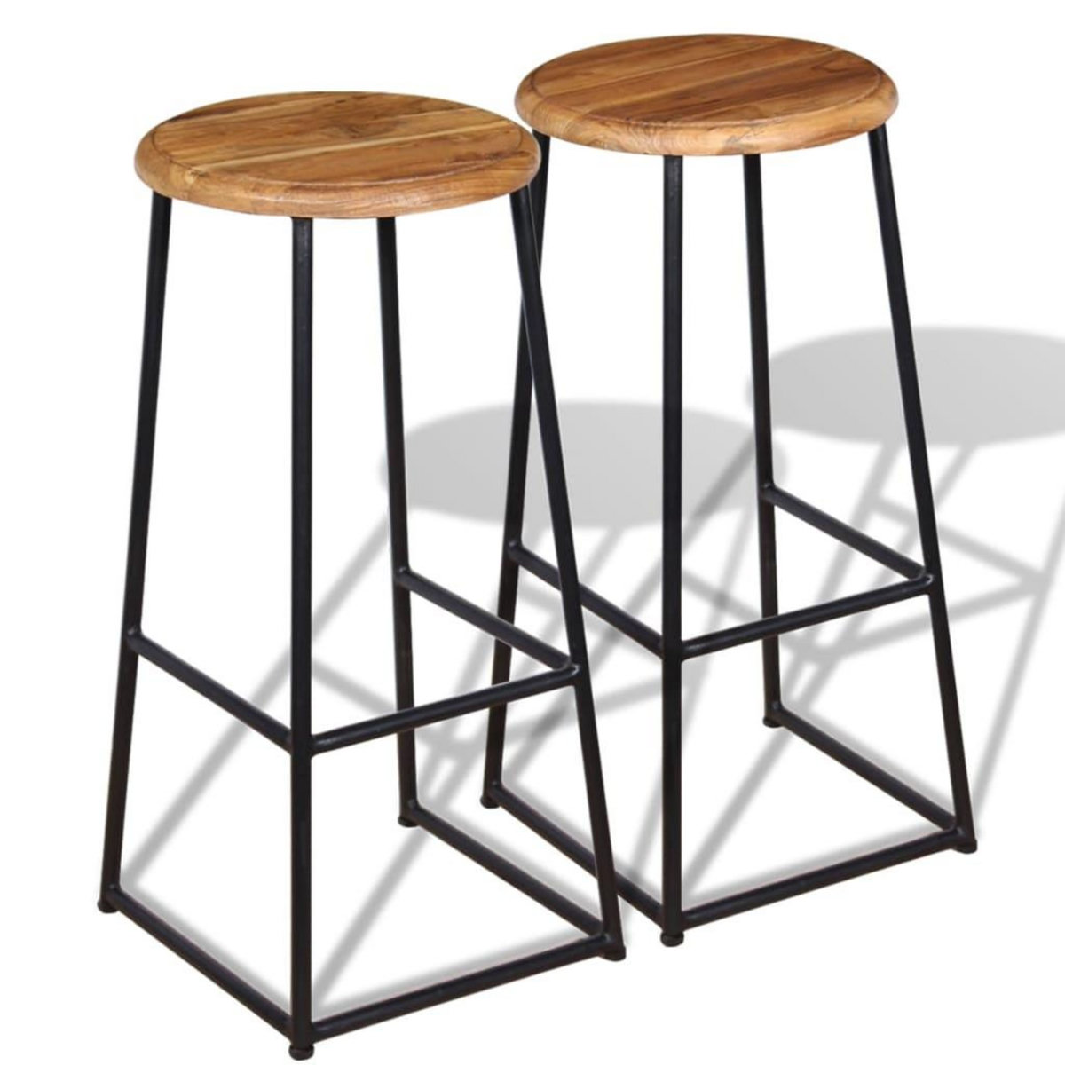 VIDAXL Tabourets de bar lot de 2 bois de teck massif