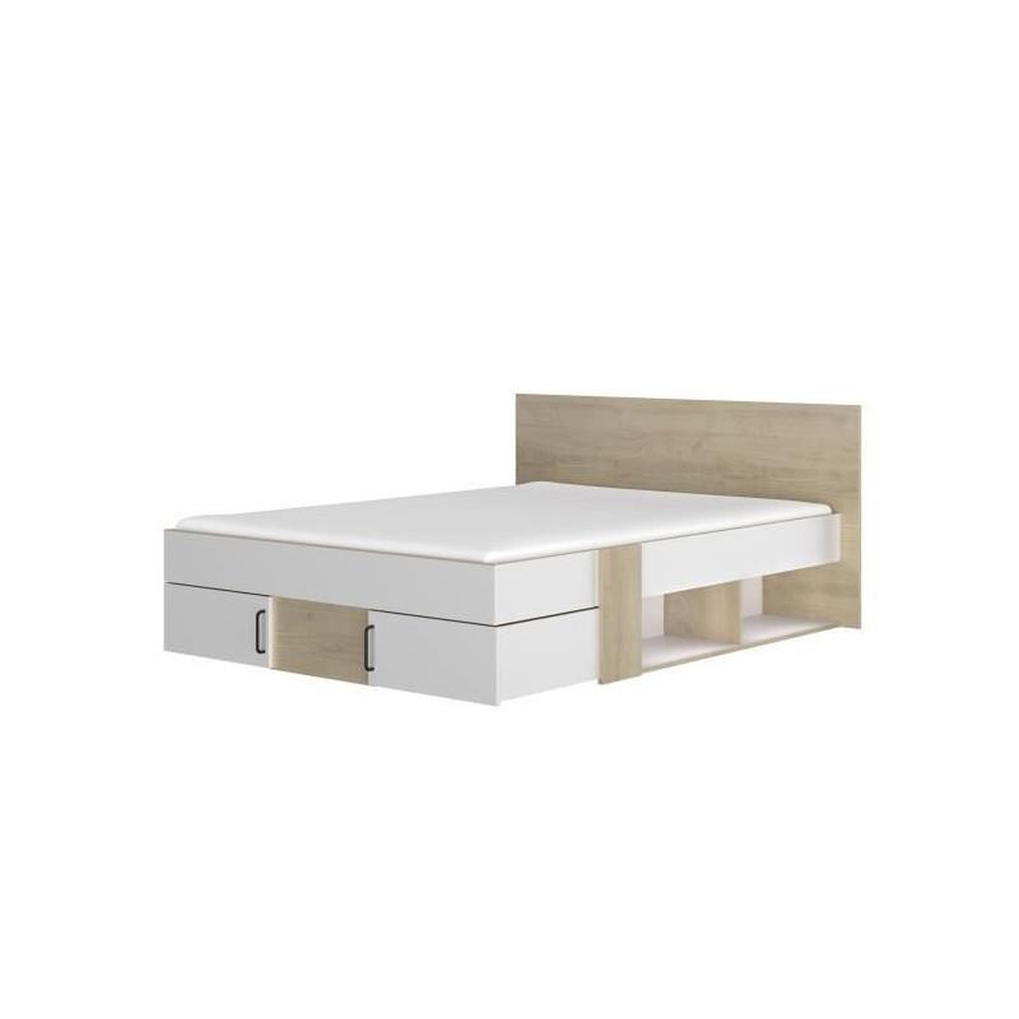 Voir la diapositive 6 : DIAGONE DIAGONE Lit adulte avec tiroirs de rangement - Chene et blanc - 140 x 190 - SWIVEL