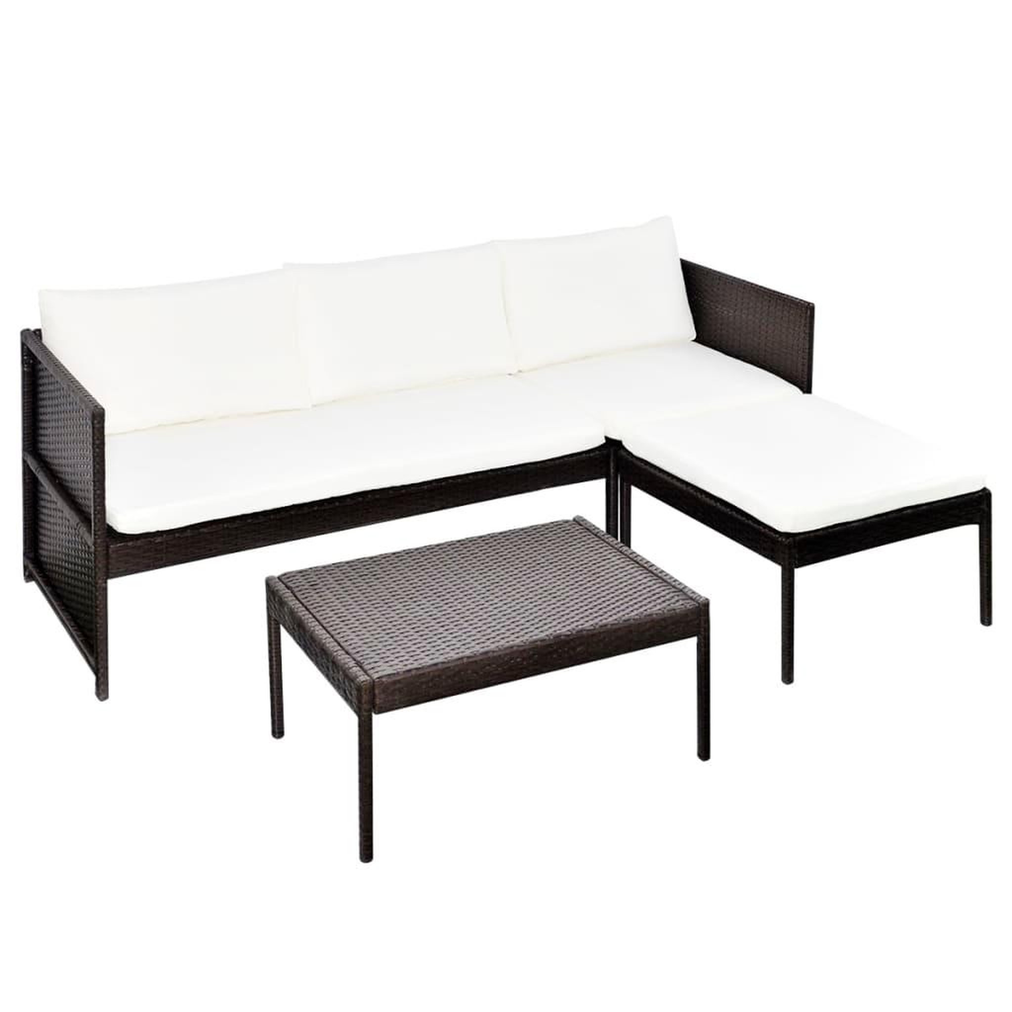 Voir la diapositive 2 : VIDAXL Salon de jardin 3 pcs avec coussins resine tressee marron
