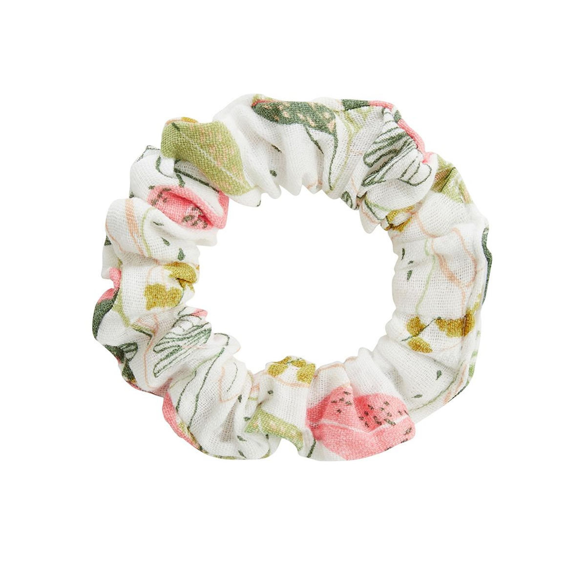 Petit Béguin Robe enfant en gaze de coton + chouchou Pivoina