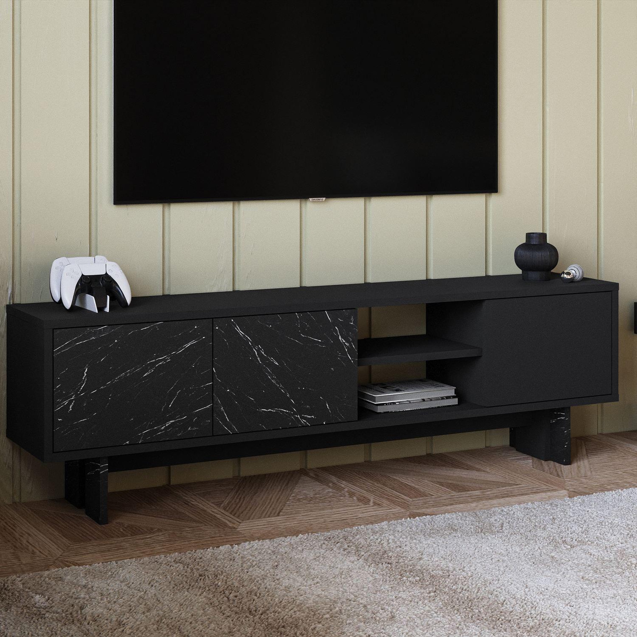 Voir la diapositive 3 : Habitat et Jardin Meuble tv en bois  ravello  - 150 x 30 x 45 cm - noir