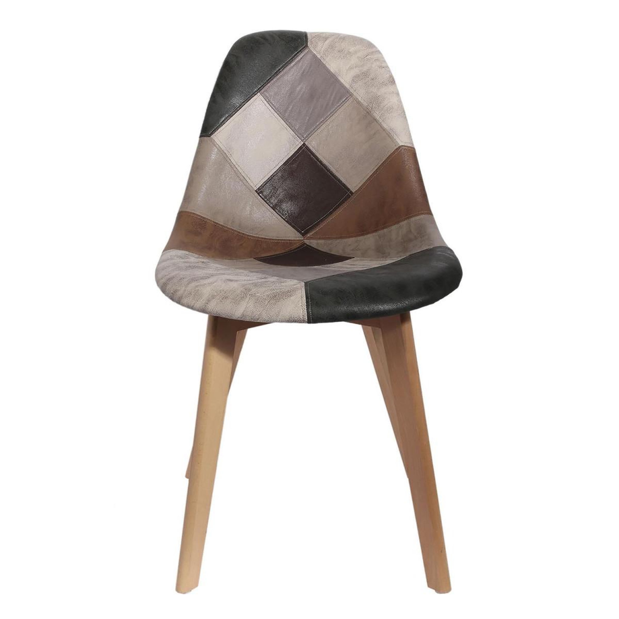 Voir la diapositive 3 : The Home Deco Factory Lot de 4 chaises patchwork  colmar  85cm gris