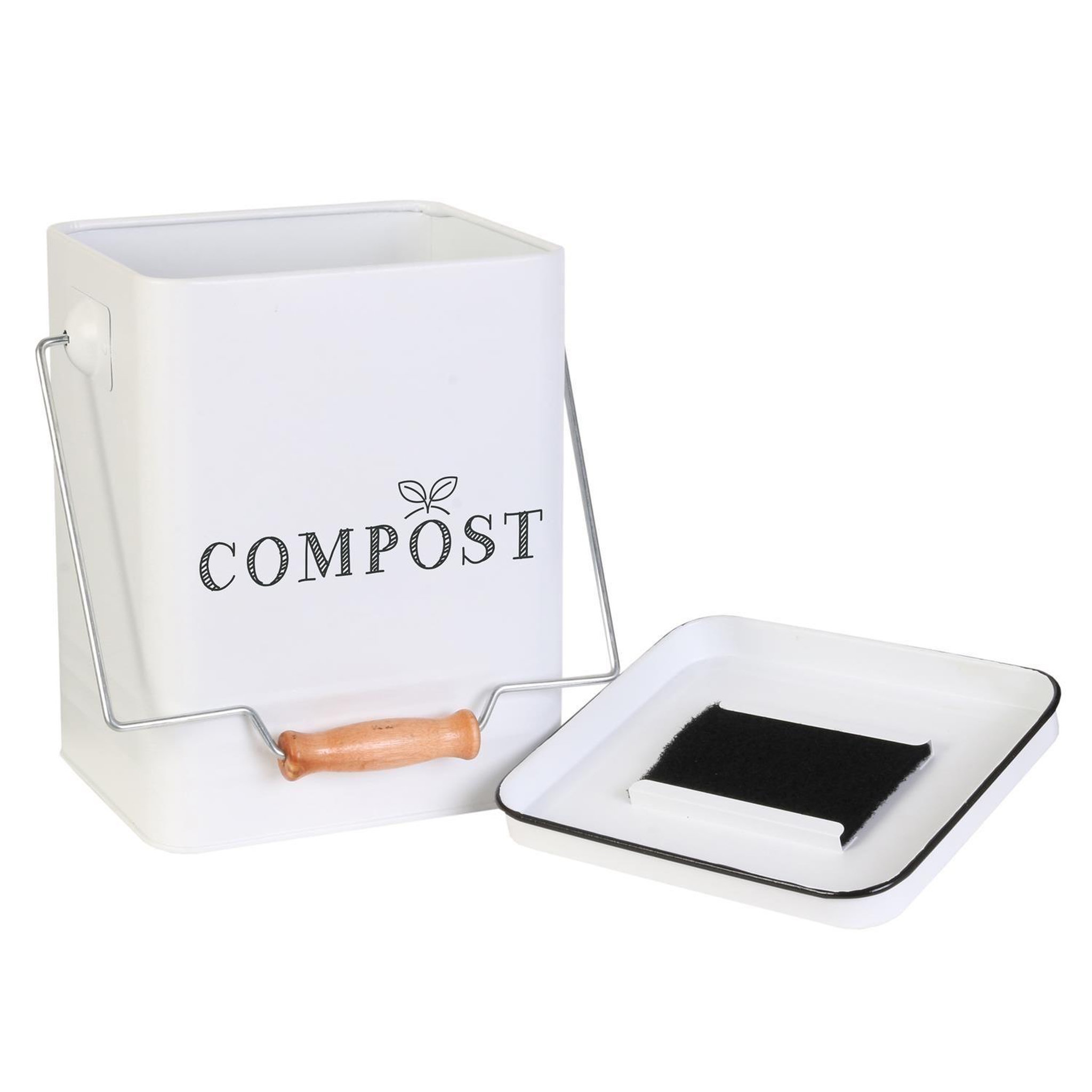 Voir la diapositive 3 : Je cherche une idee Poubelle de compostage 5 l en métal - blanc