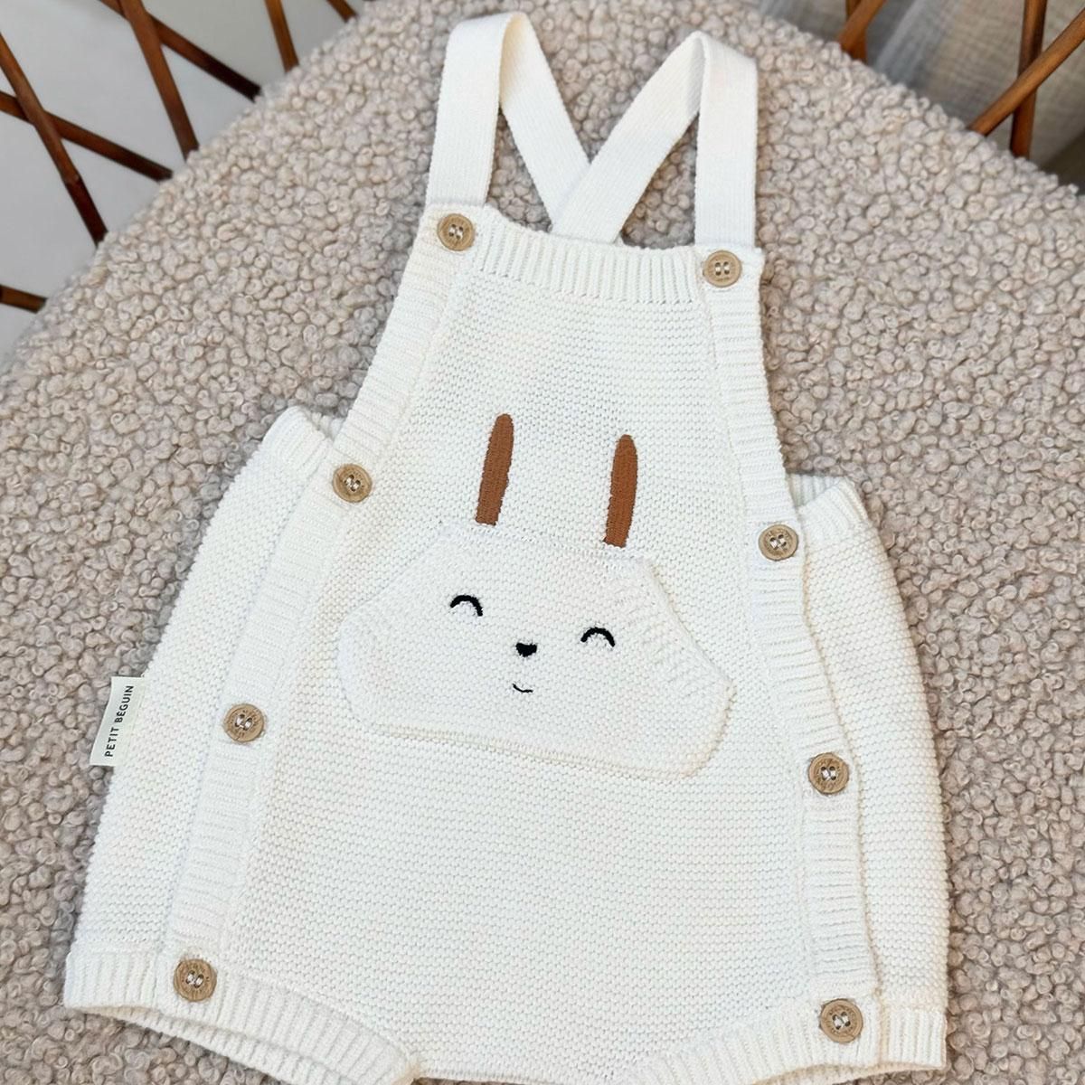 Petit Béguin Salopette bébé en tricot Hello Baby