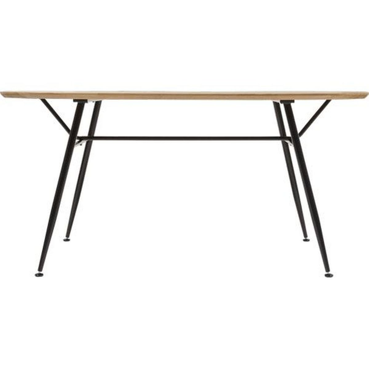 ATMOSPHERA Table à manger en bois et métal 6 personnes ROXAS - Beige et noir