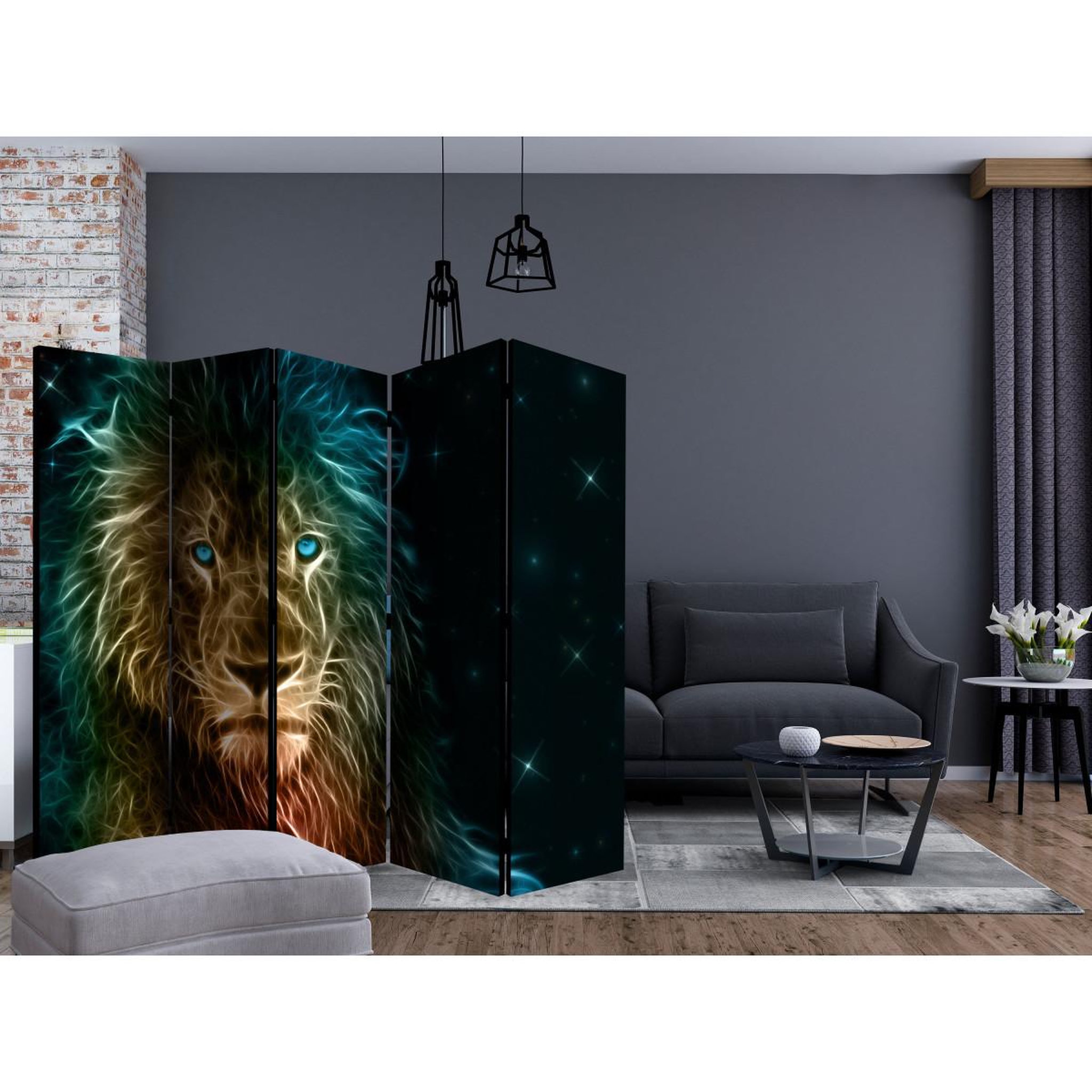 Voir la diapositive 2 : Paris Prix Paravent 5 volets  abstract lion...  172x225cm