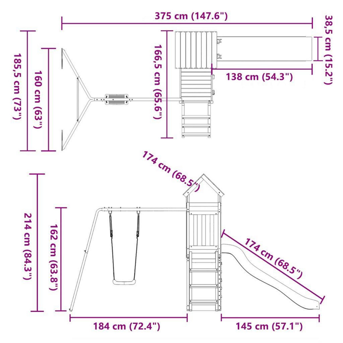 VIDAXL Aire de jeux d'exterieur bois de pin impregne