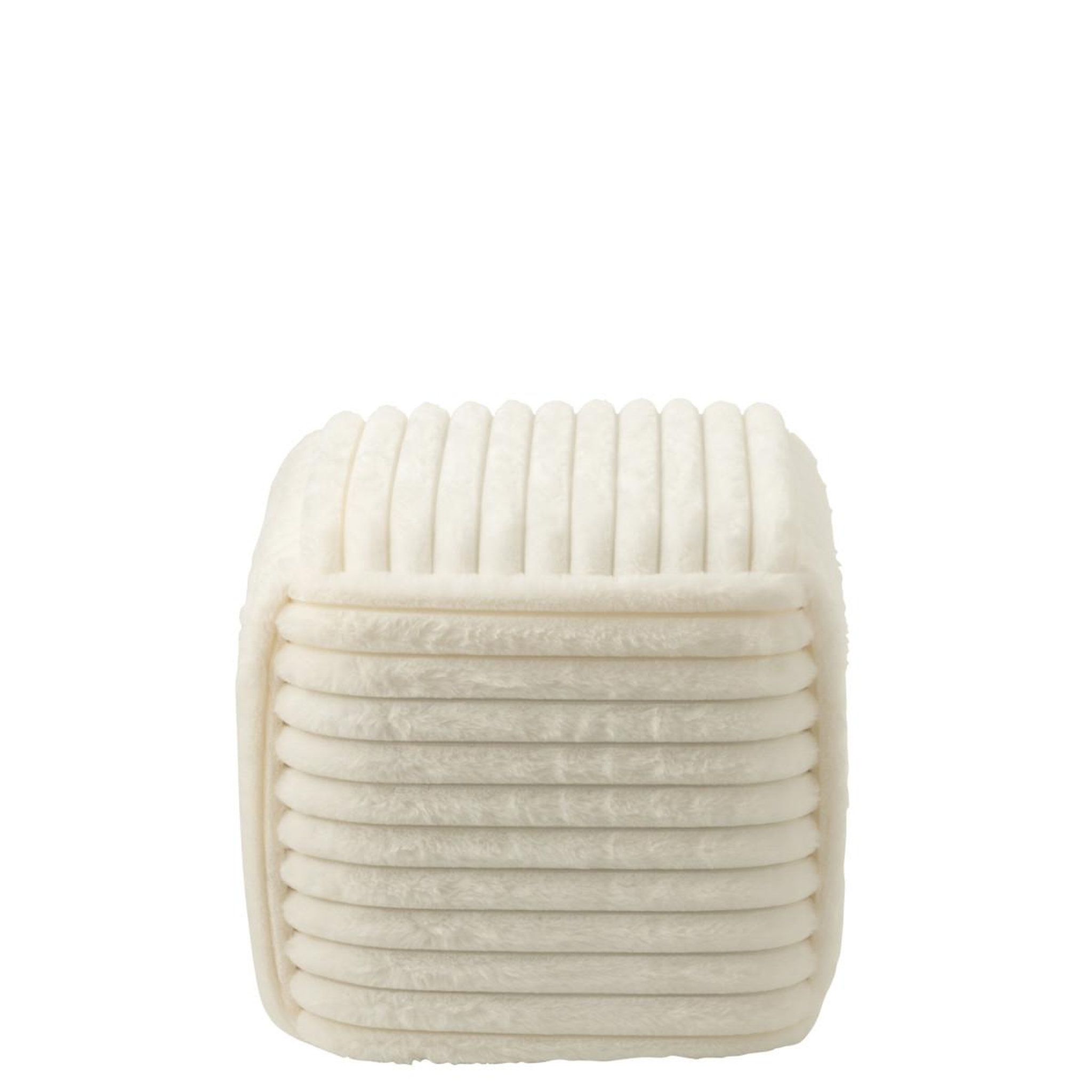 Voir la diapositive 2 : J-LINE Pouf carré côtelé  nuage  45cm blanc