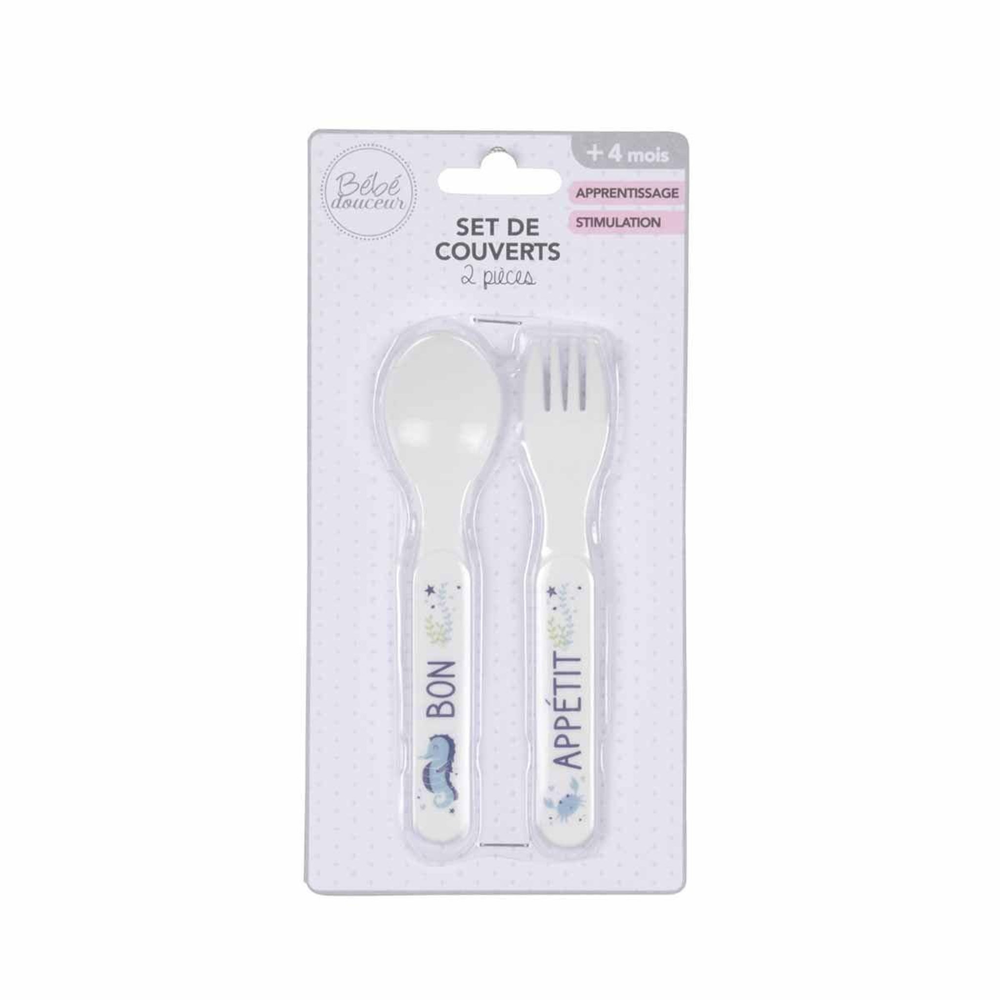 Voir la diapositive 2 : HOMEA Set de 2 couverts bébé  océan  blanc