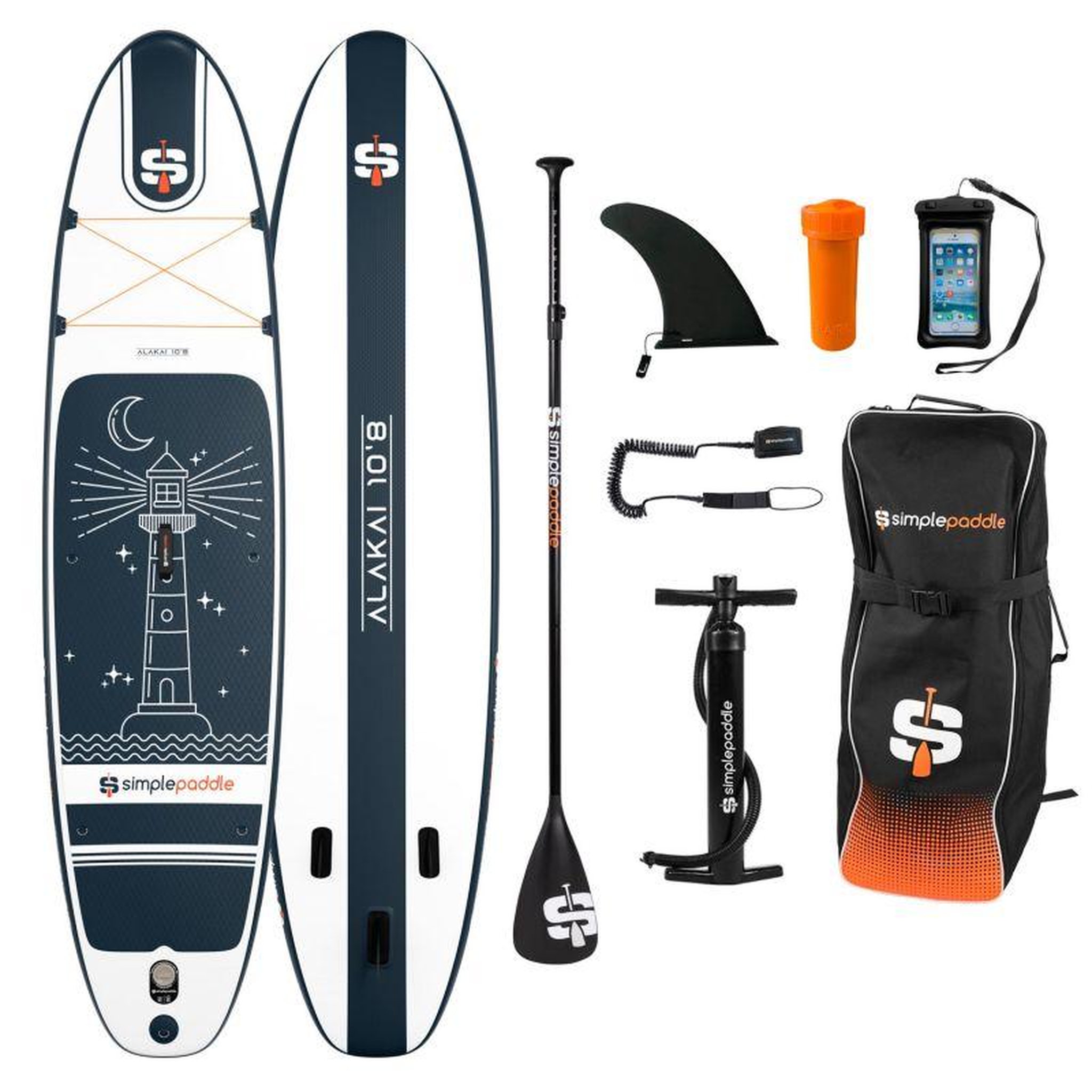 Voir la diapositive 1 : SIMPLE PADDLE Paddle gonflable ALAKAI 10'8 ( 325 X 81 X 15 Cm) avec Pagaie, Leash, Pompe, Pochette téléphone et Sac de transport
