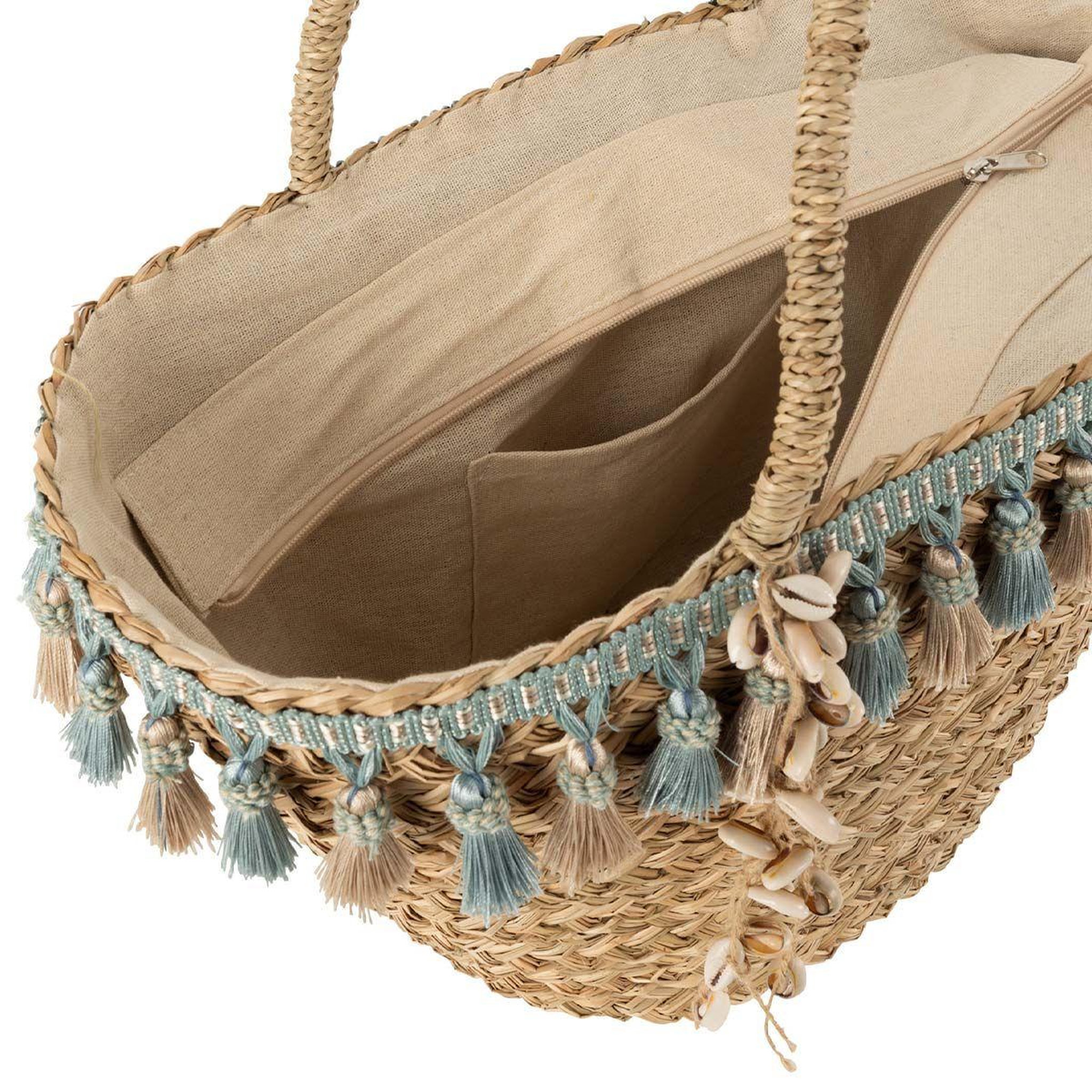 Voir la diapositive 2 : J-LINE Sac de plage  flo  56cm naturel & bleu