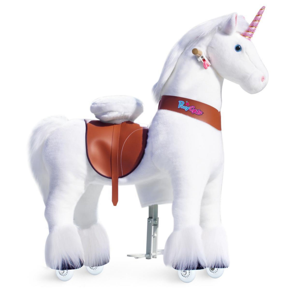 Ponycycle Licorne blanche siege marron Ux504