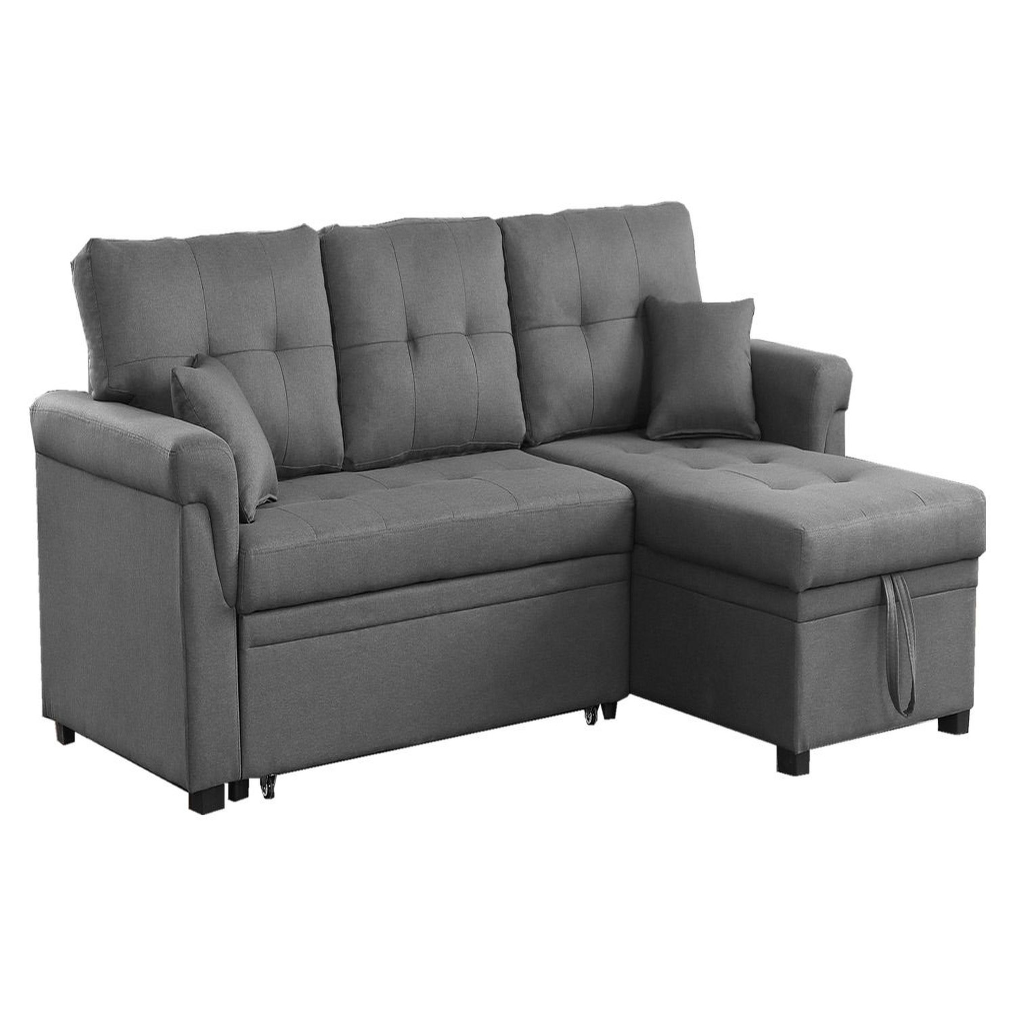 CONCEPT USINE Canapé d'angle droit convertible 4 places en tissu gris clair toronto