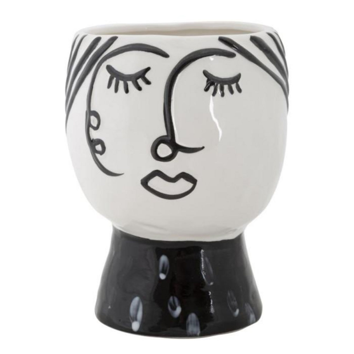 Paris Prix Vase Pot Visage en Porcelaine  Face  18cm Blanc & Noir