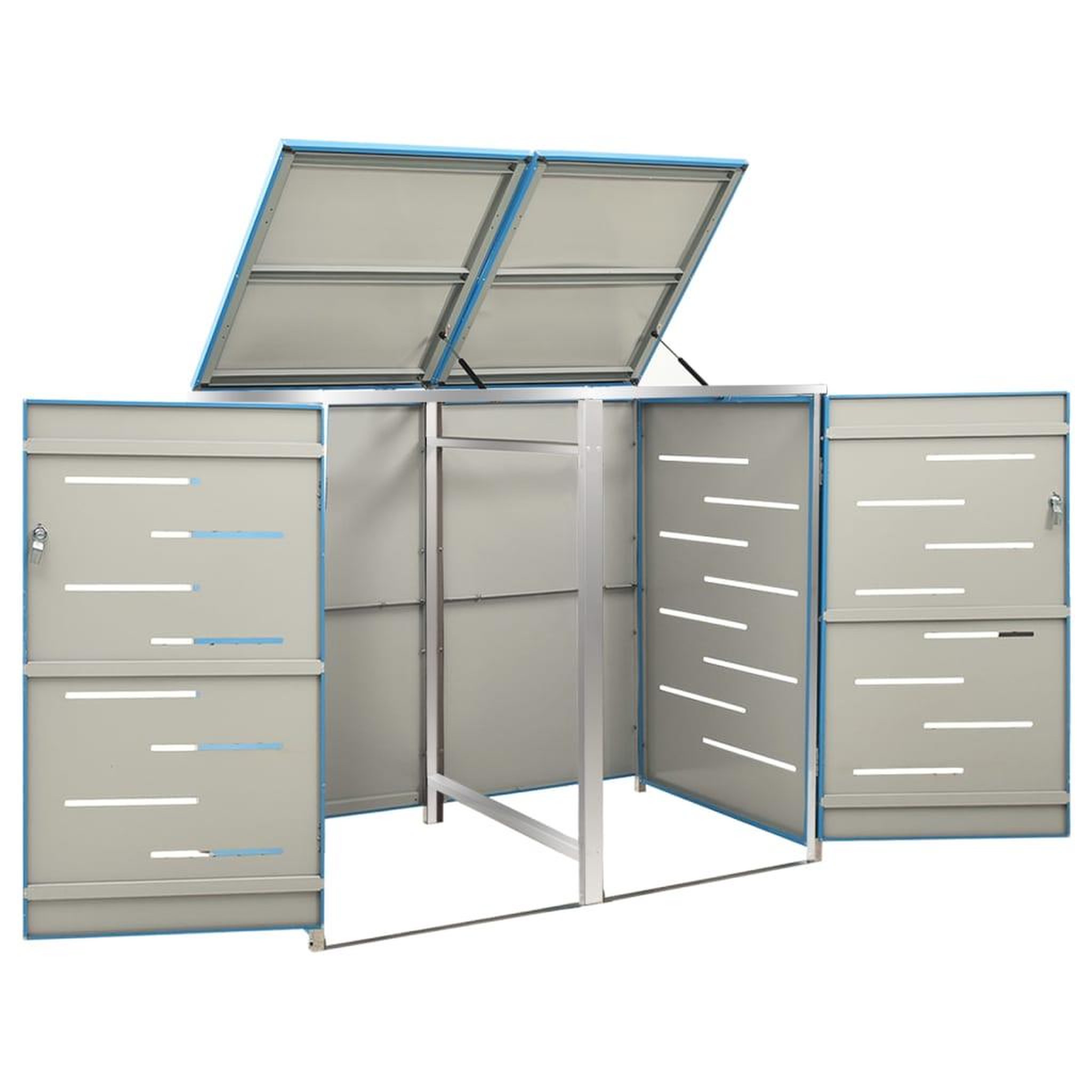 Voir la diapositive 4 : VIDAXL Abri pour deux poubelles 138x77,5x115,5 cm Inox