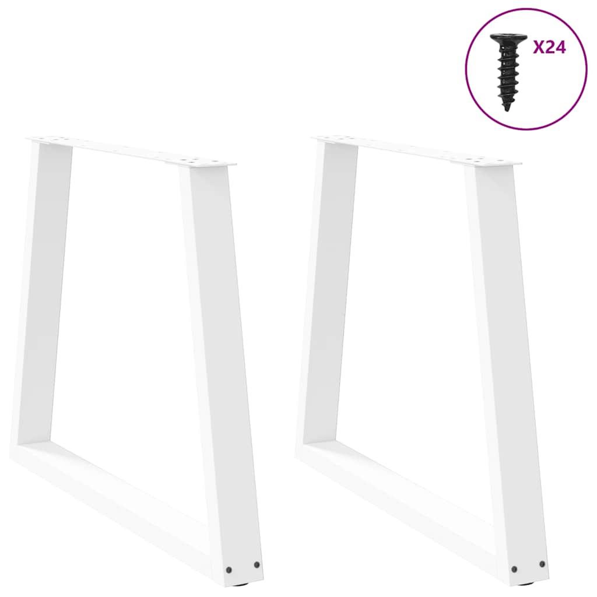 Voir la diapositive 3 : VIDAXL Pieds de table a manger forme V 2pcs blanc 70x(72-73,3)cm acier