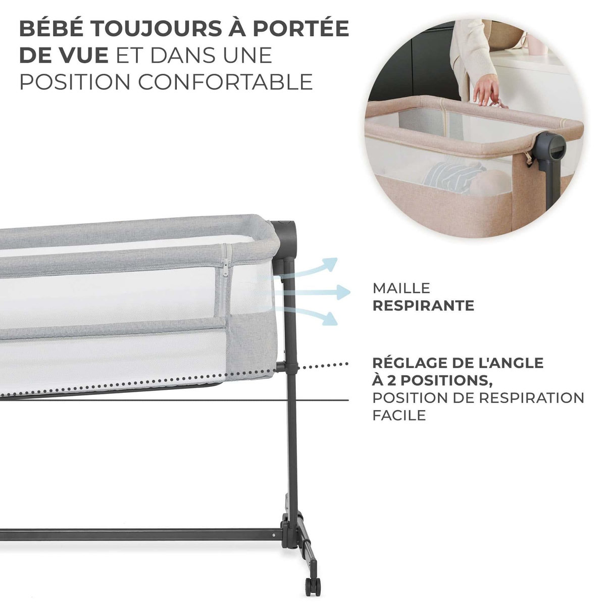 KINDERKRAFT Lit bébé multifonctionnel - cododo et berceau autonome