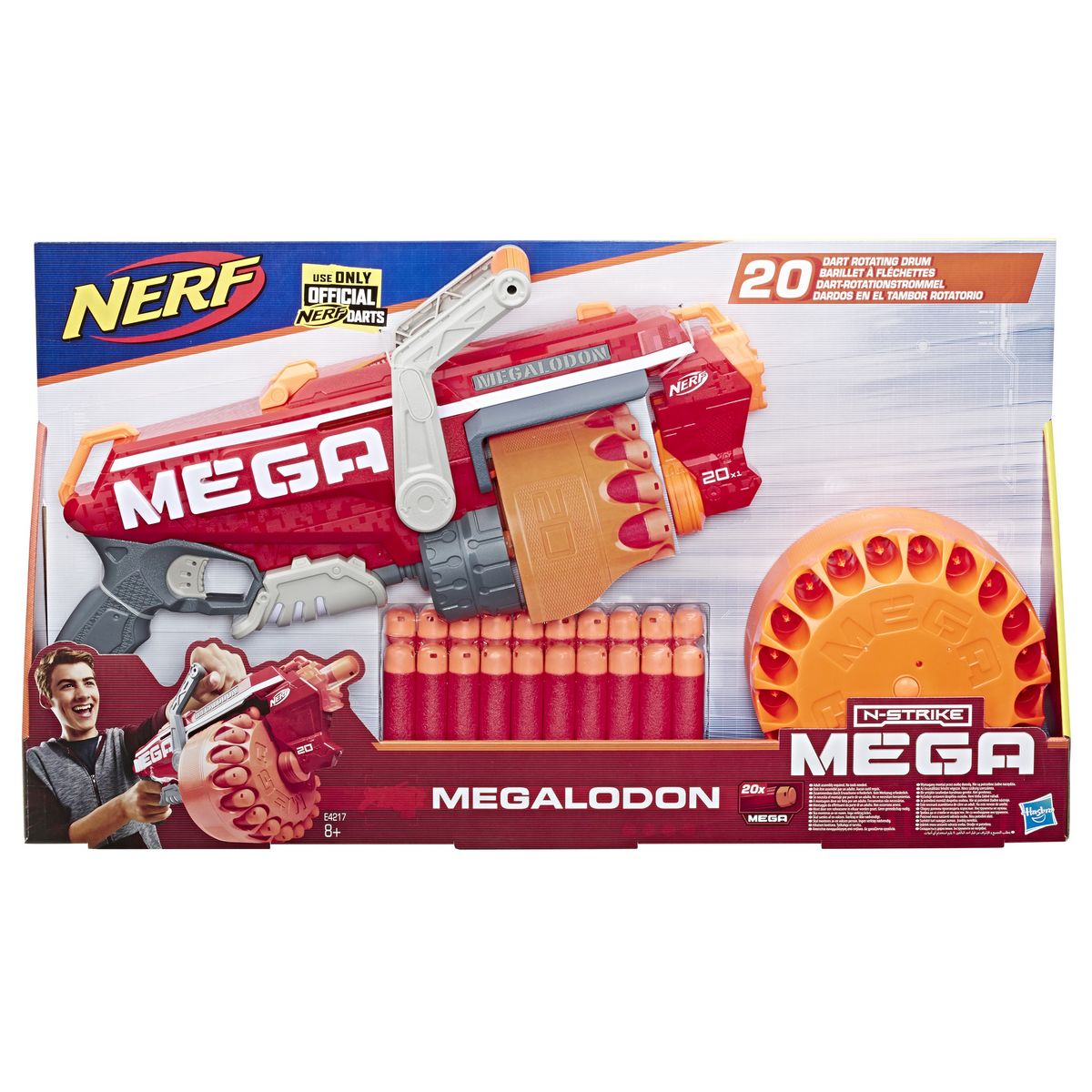 HASBRO Blaster Megalodon + 20 fléchettes - Nerf N-Strike Mega