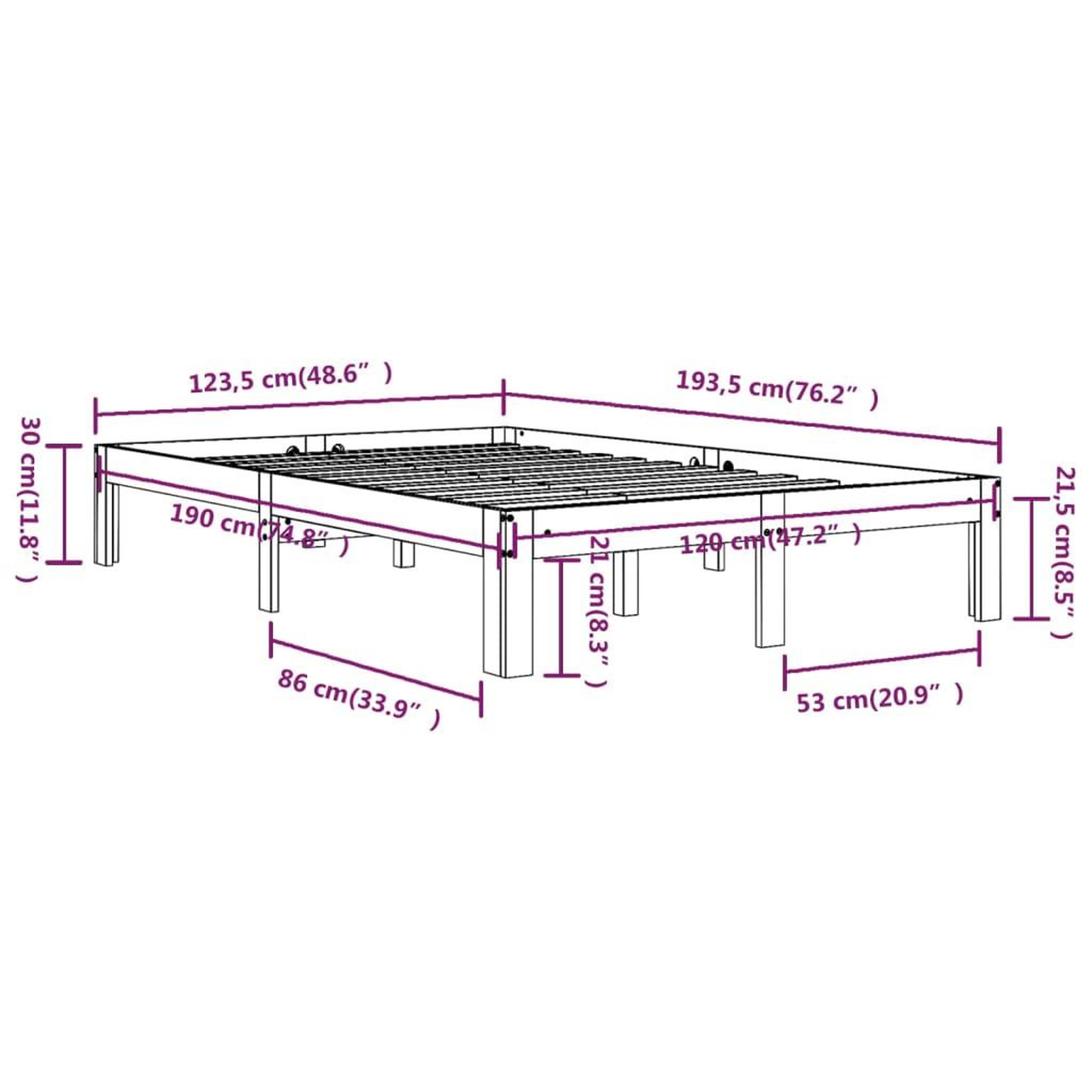 Voir la diapositive 6 : VIDAXL Cadre de lit sans matelas 120x190 cm