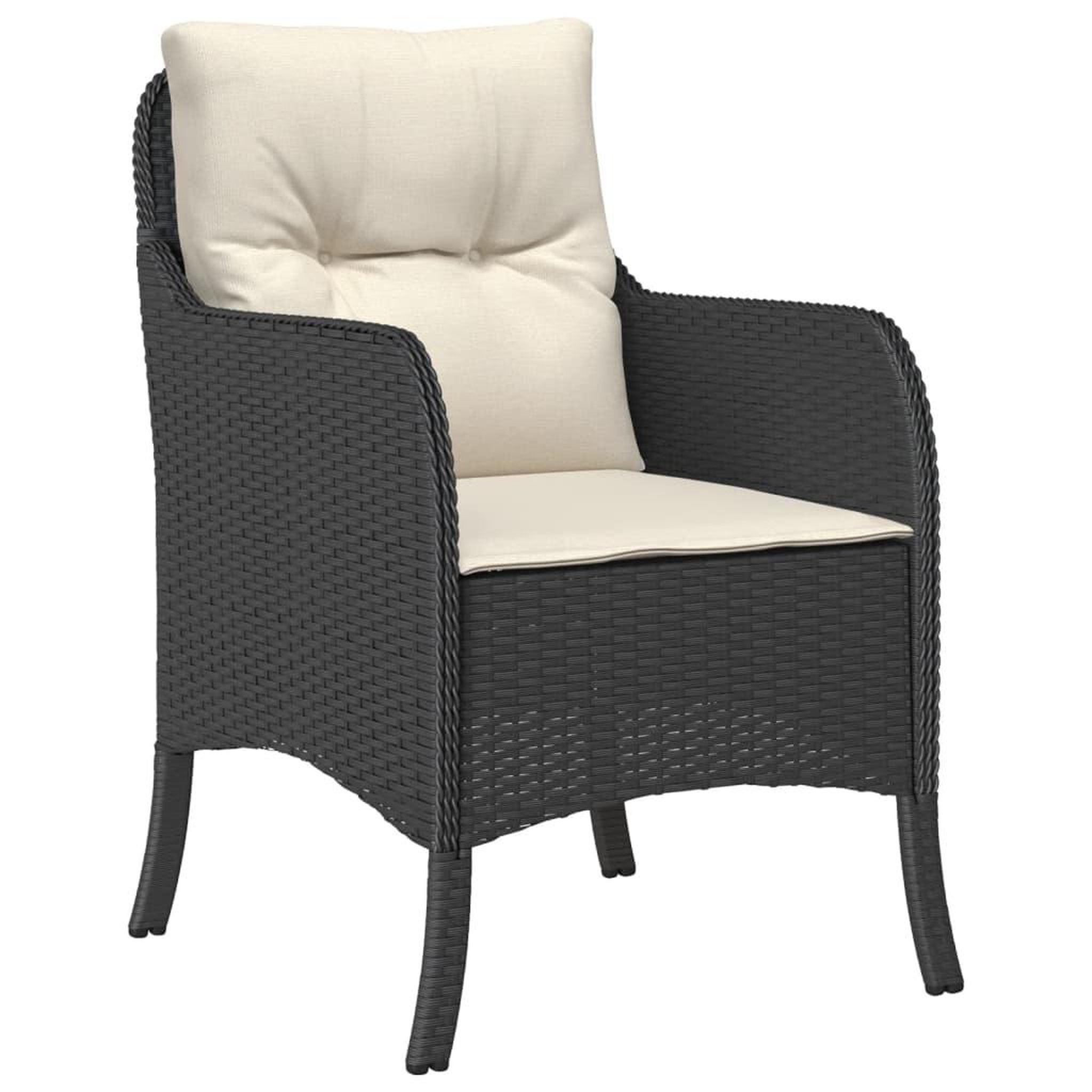 Voir la diapositive 3 : VIDAXL Ensemble a manger de jardin coussins 5pcs Noir Resine tressee