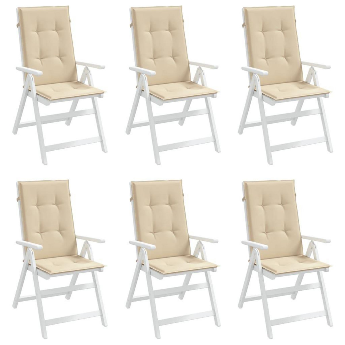 VIDAXL Coussins de chaise de jardin dossier haut lot de 6 beige tissu