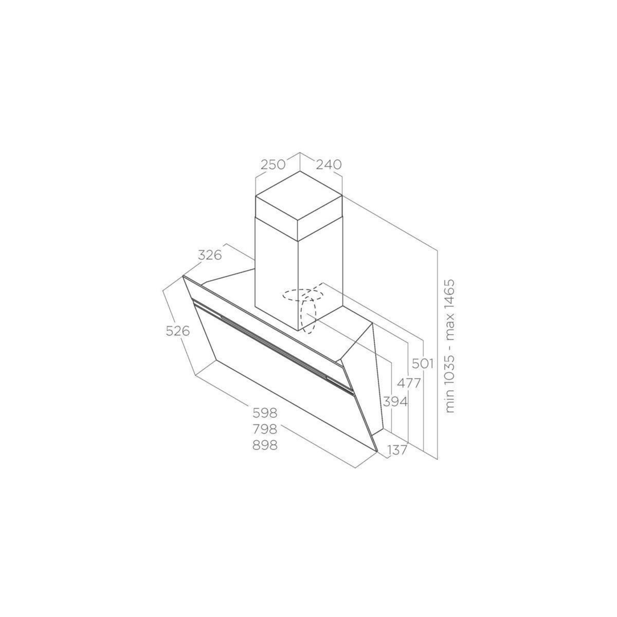 ELICA Hotte décorative murale inclinée STRIPE BL/A/60/LX