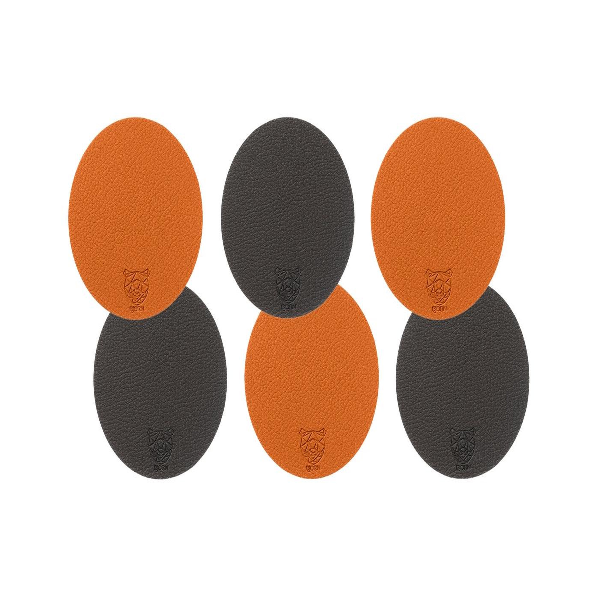BJORN Sous-verre rond réversible - 6 pièces - cuir recyclé orange et chocolat