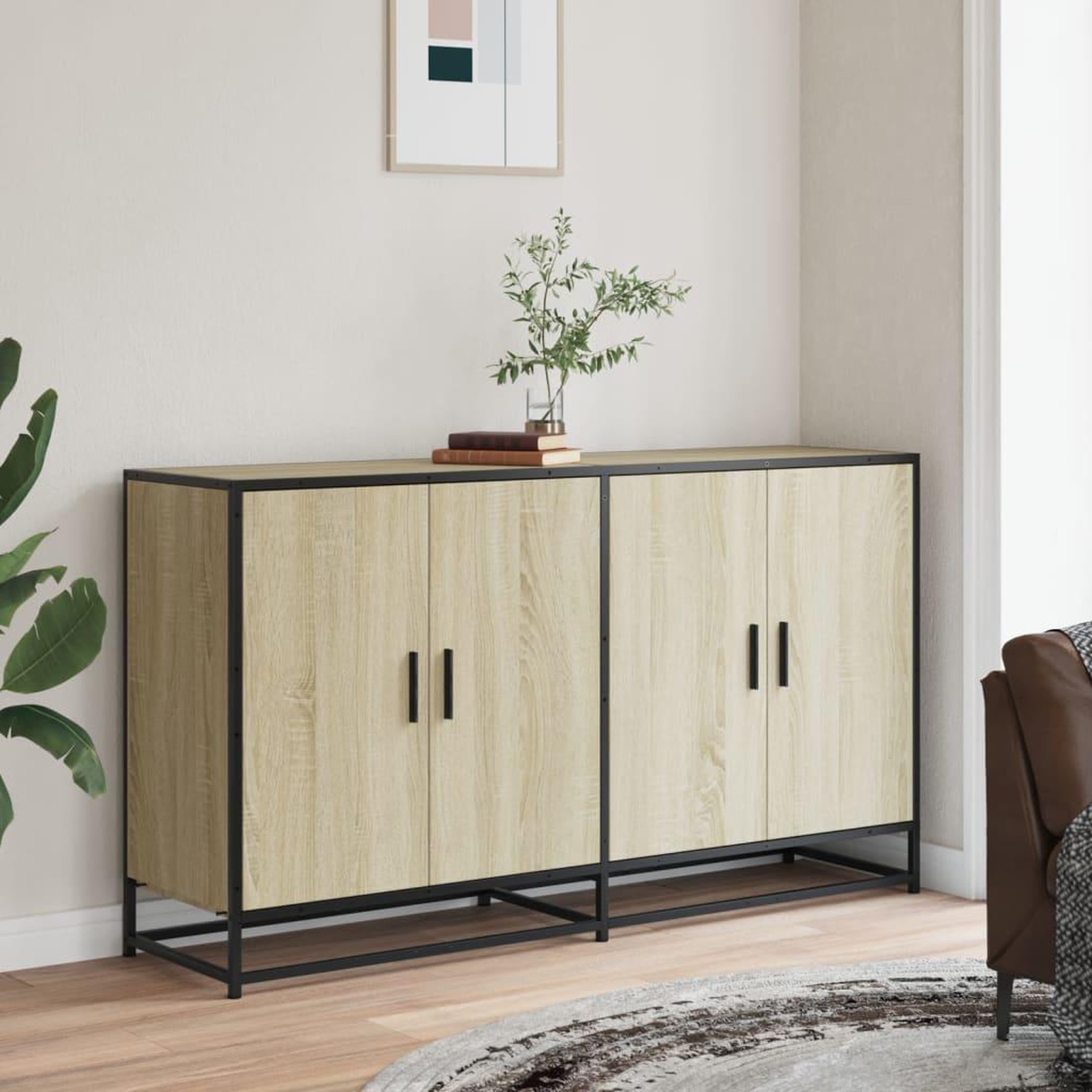 Voir la diapositive 3 : VIDAXL Buffet chene sonoma 134x35x76 cm bois d'ingenierie