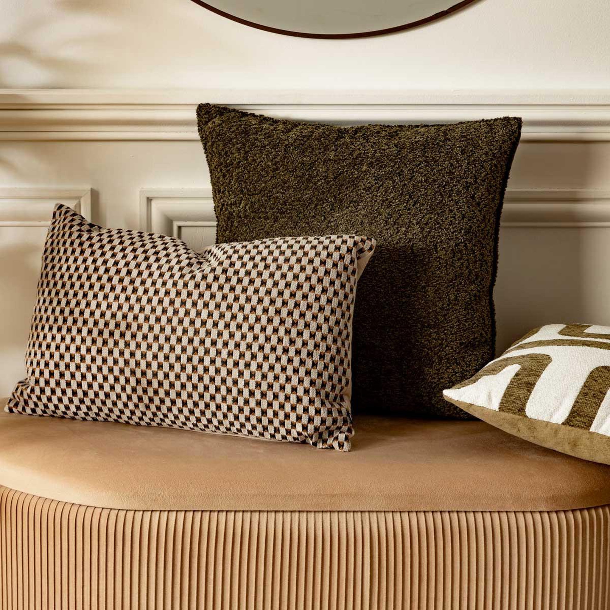 Voir la diapositive 5 : ATMOSPHERA Coussin déco jacquard  zaika  30x50cm beige lin