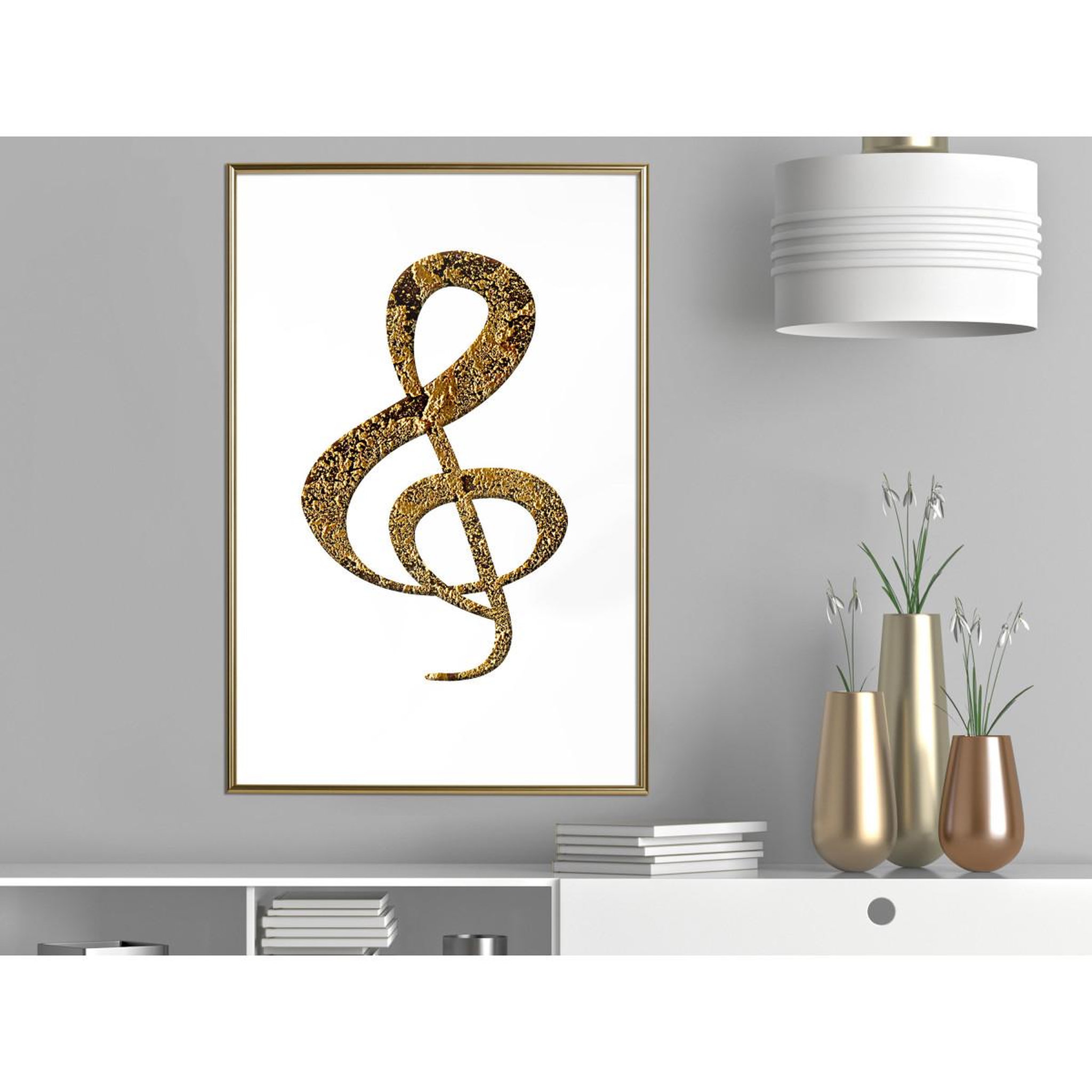 Voir la diapositive 2 : Paris Prix Affiche Murale Encadrée  Golden Treble Clef