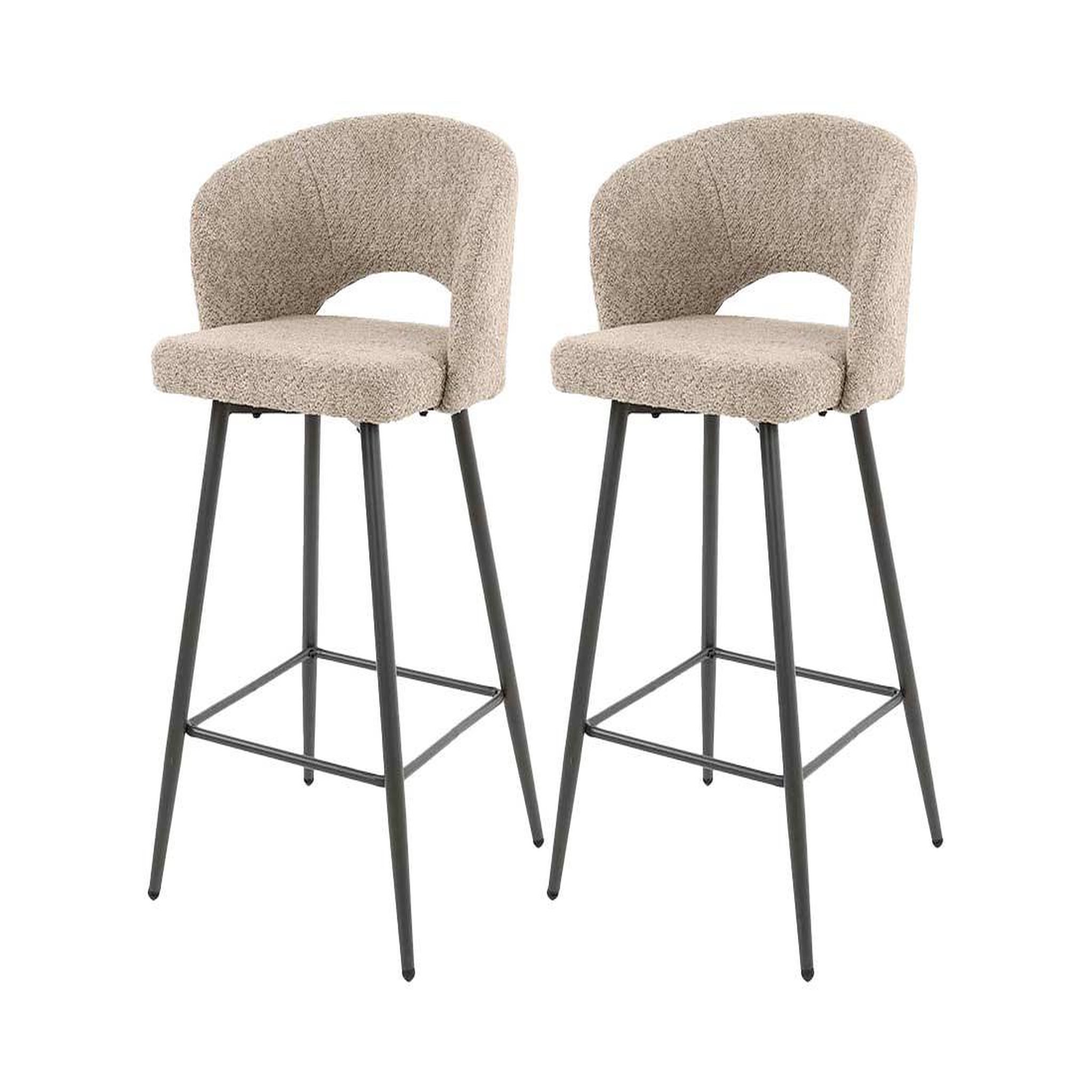 Voir la diapositive 1 : LISA DESIGN Pattaya - lot de 2 tabourets de bar - en tissu bouclette sable