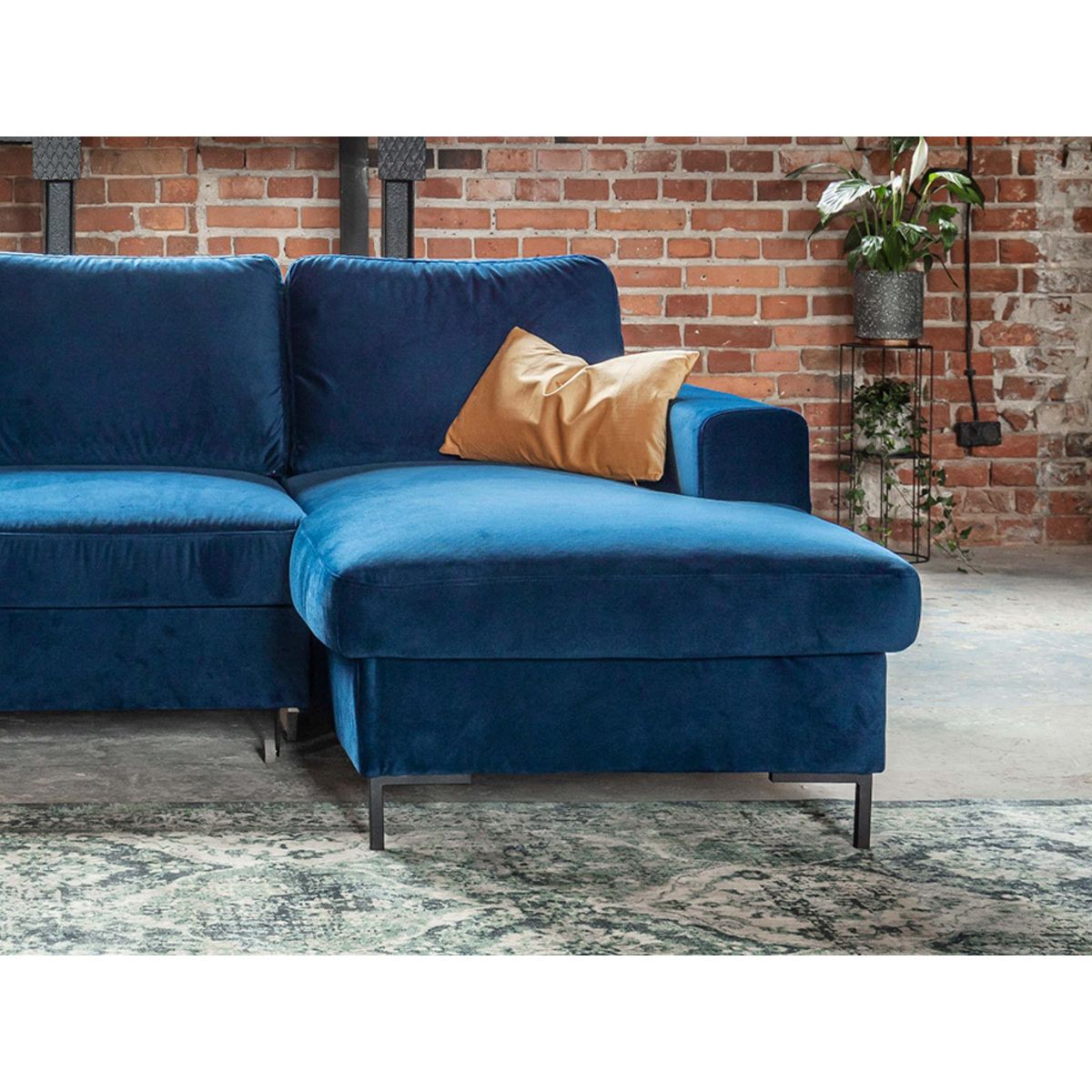 BEST MOBILIER Lilly - canapé d'angle droit - 4 places - convertible avec coffre - en velours