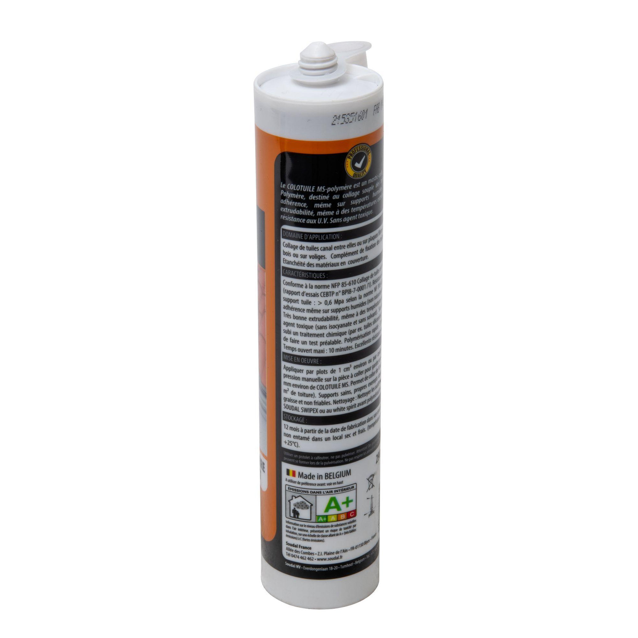 Voir la diapositive 2 : Soudal Cartouche mastic colle pour tuiles 290ml