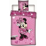 DISNEY Parure housse de couette microfibre MINNIE. Coloris disponibles : Rose