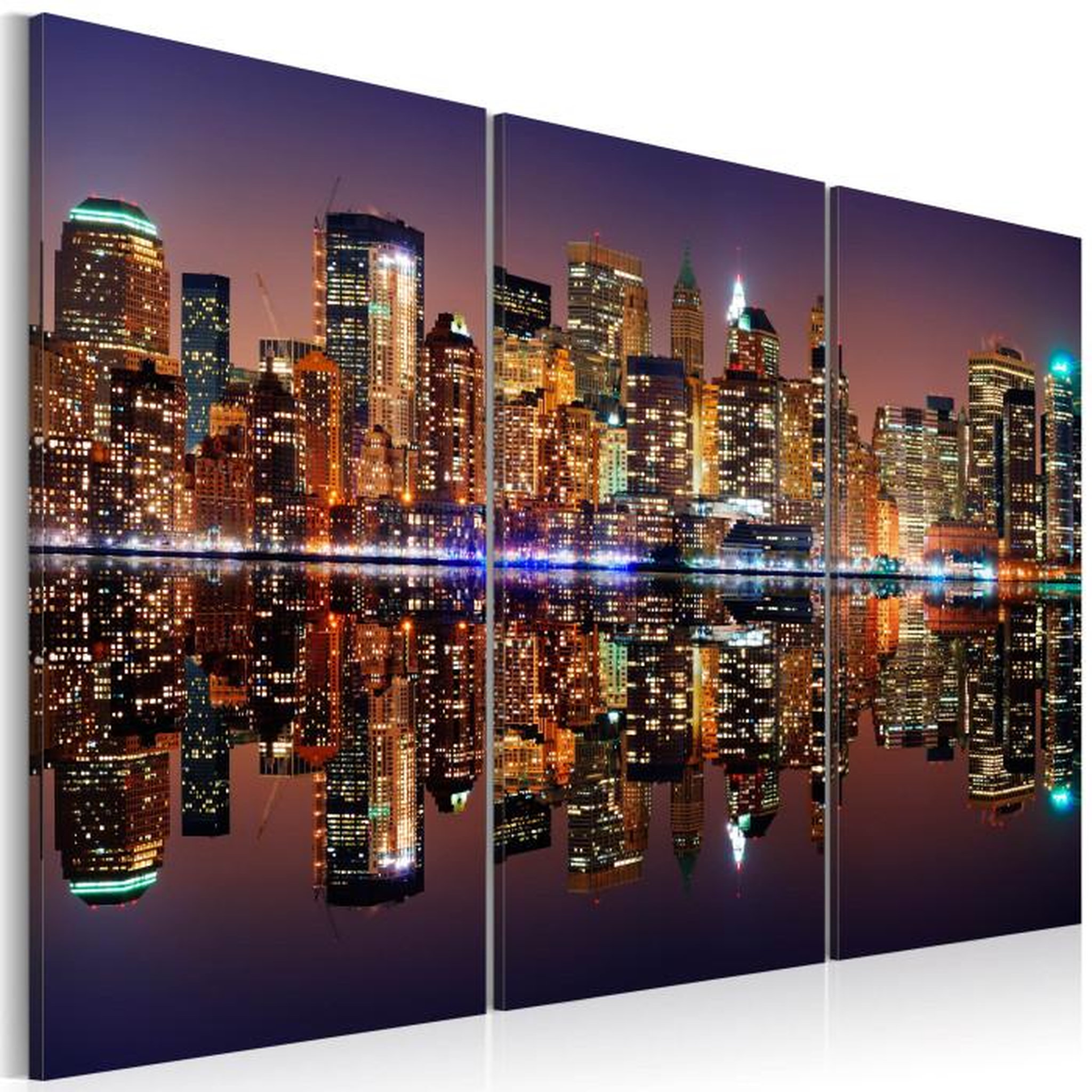 Paris Prix Tableau  New York avec une Réflexion sur l'eau. Coloris disponibles : Multicolore