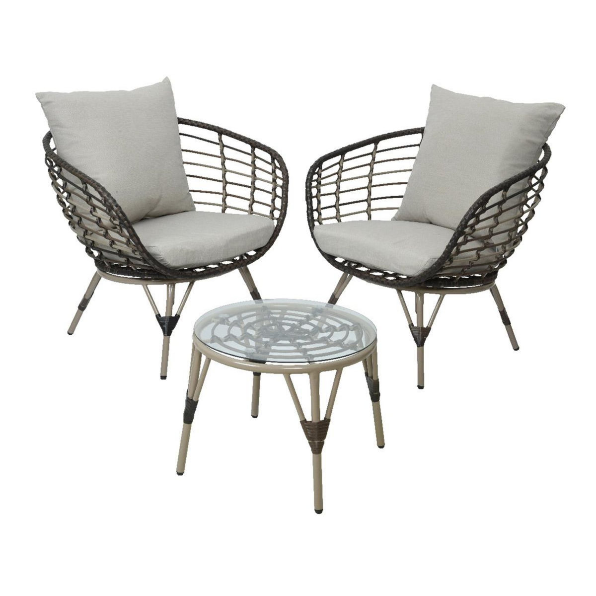 JARDIDECO Salon de jardin en résine tressée brun Evora - 2 places